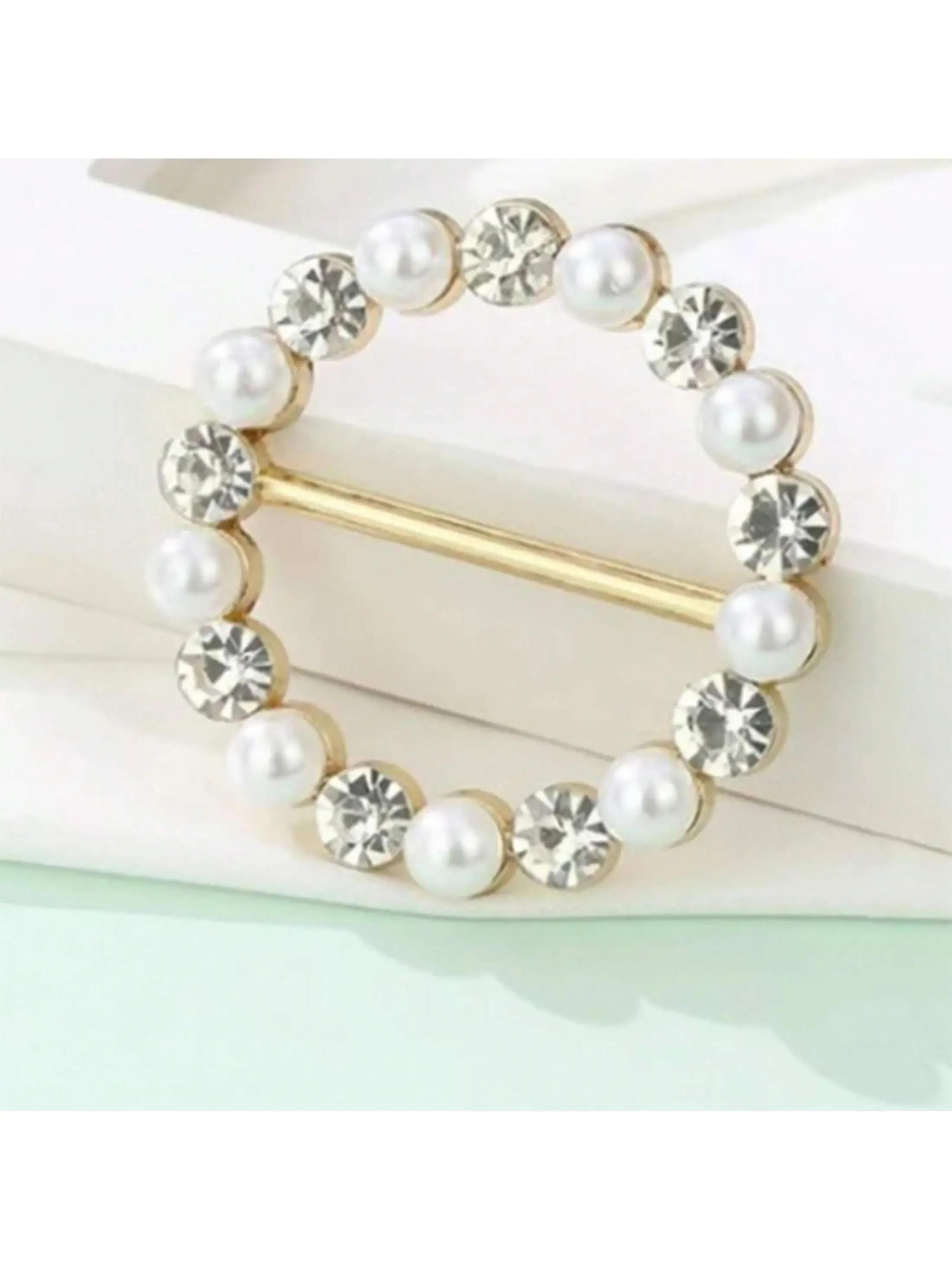 Elegant Pearl Rhinestone Waist Tightening Clips Decorative Clothing Pins For Women 8
