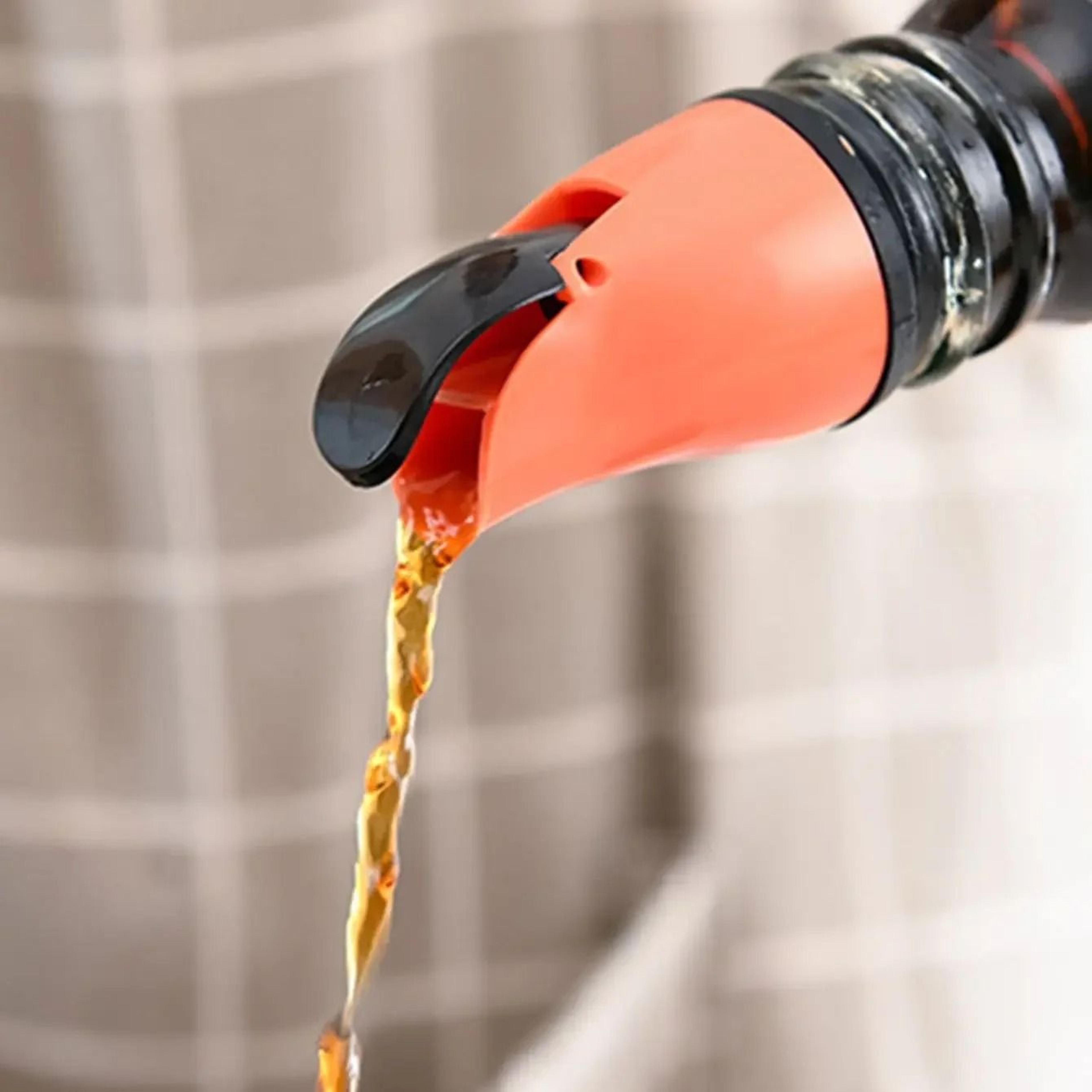 automatic oil bottle pour spout cap for easy no spill kitchen dispensing