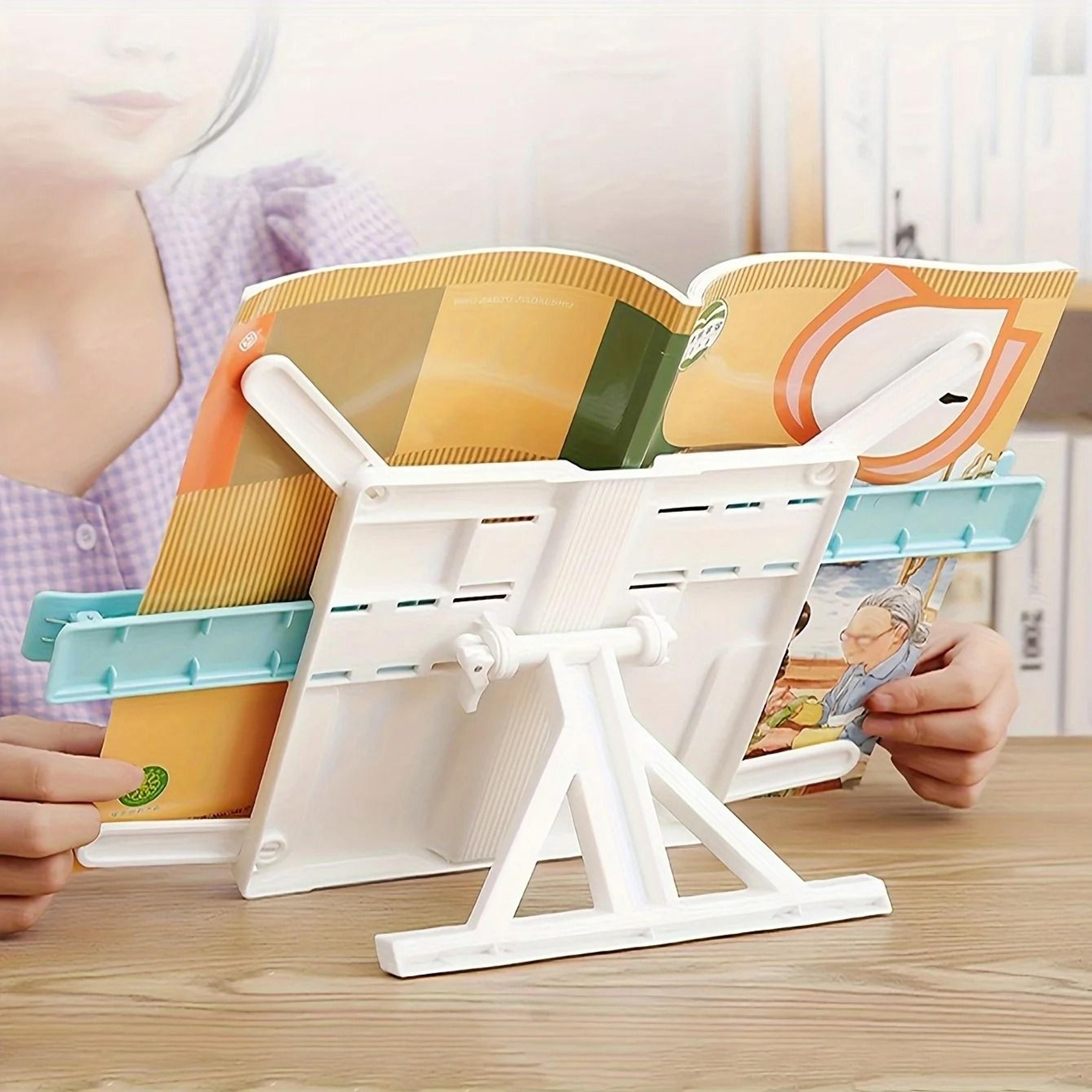 adjustable portable book stand foldable reading holder for tablets recipes and documents