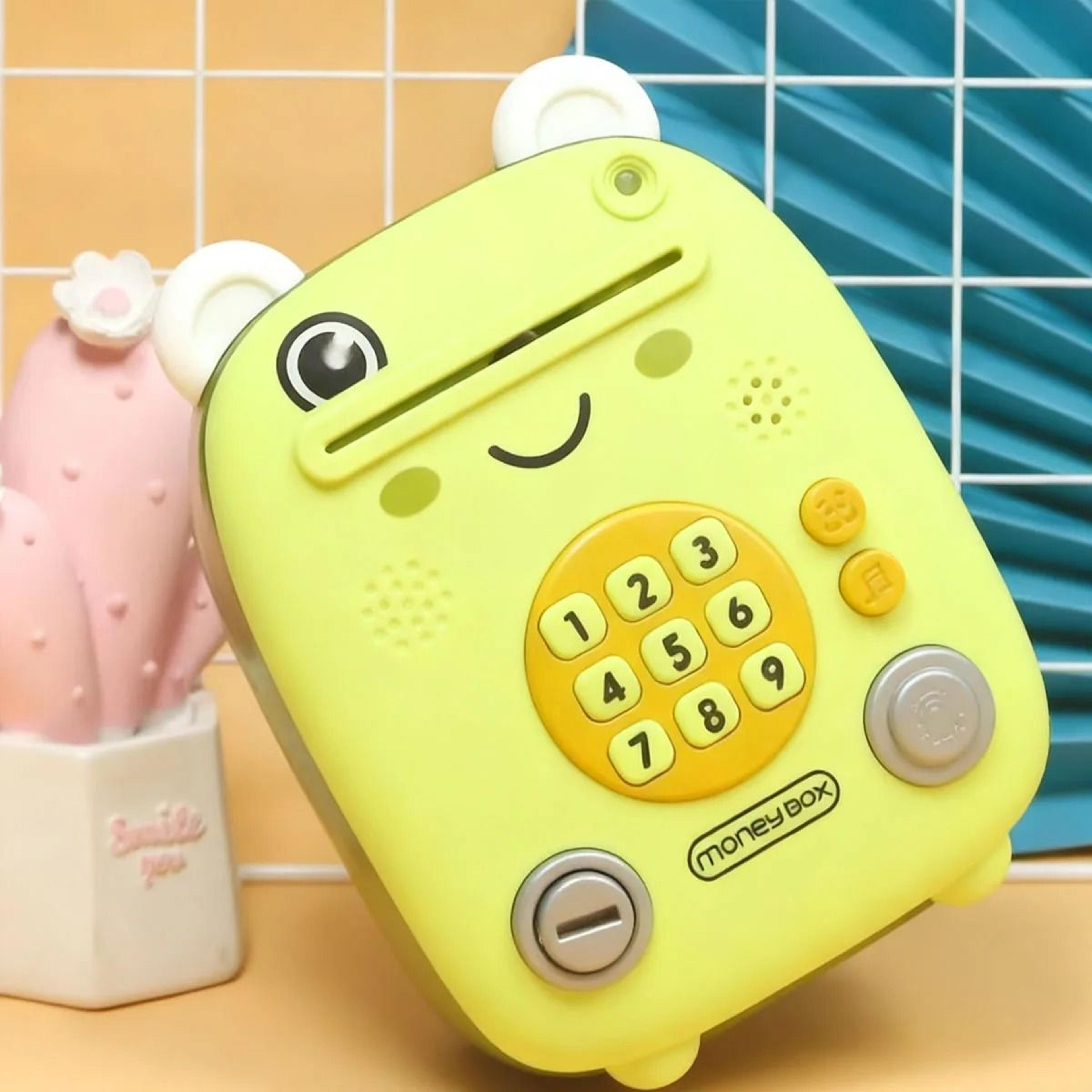 cute frog piggy bank with combination lock for kids coin and cash savings