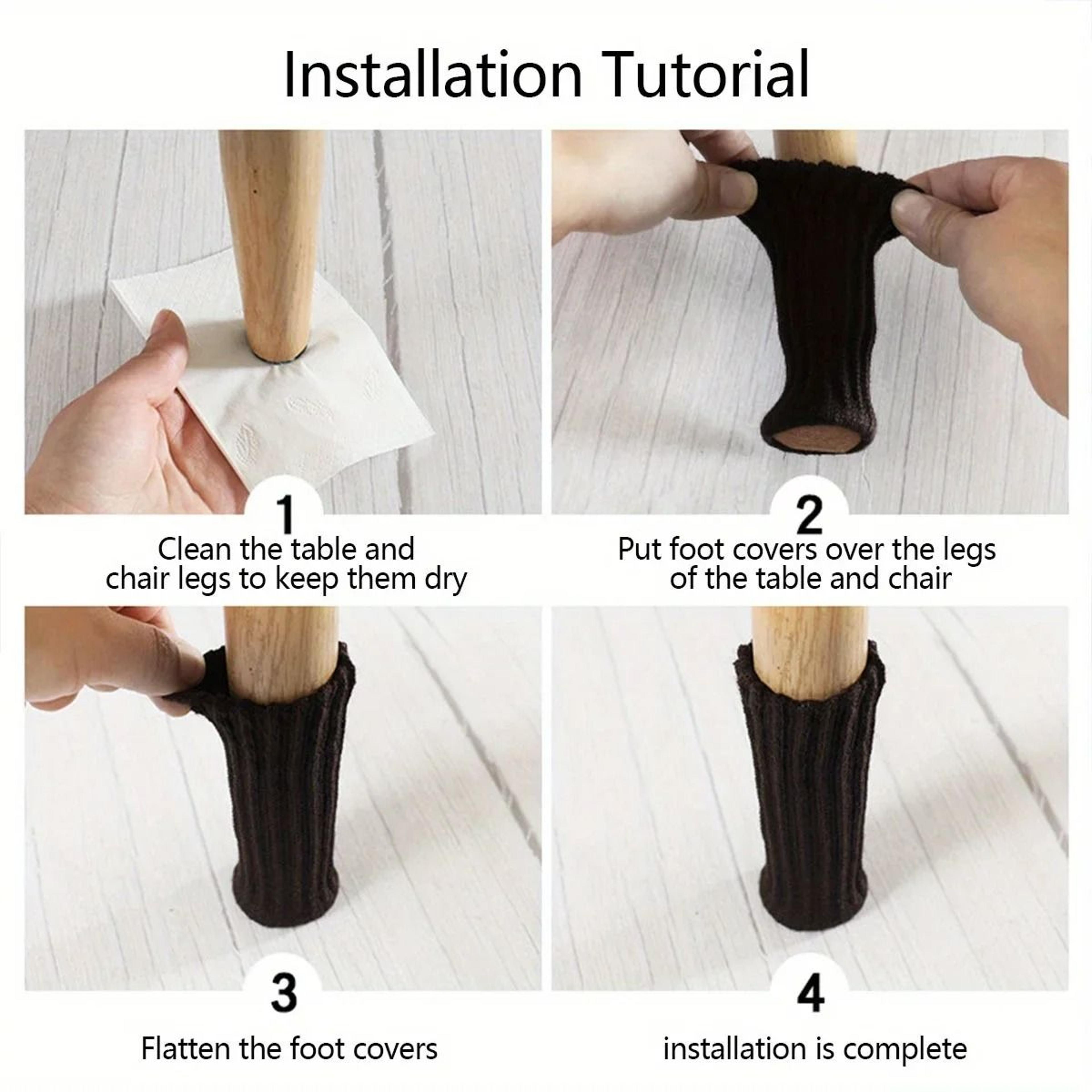 4 Pack Knitted Chair Leg Socks Anti Slip Furniture Floor Protector Covers 5