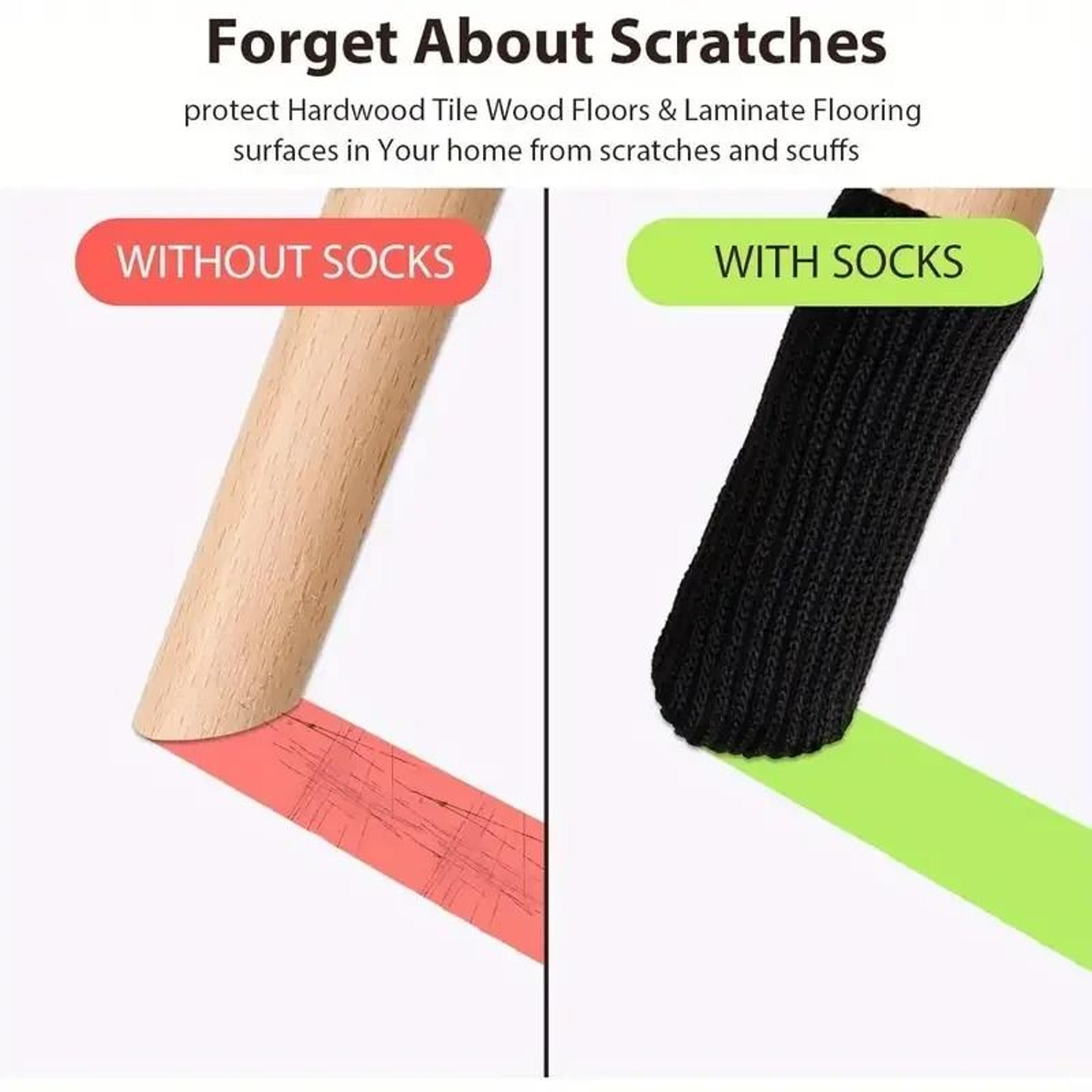 4 Pack Knitted Chair Leg Socks Anti Slip Furniture Floor Protector Covers 7