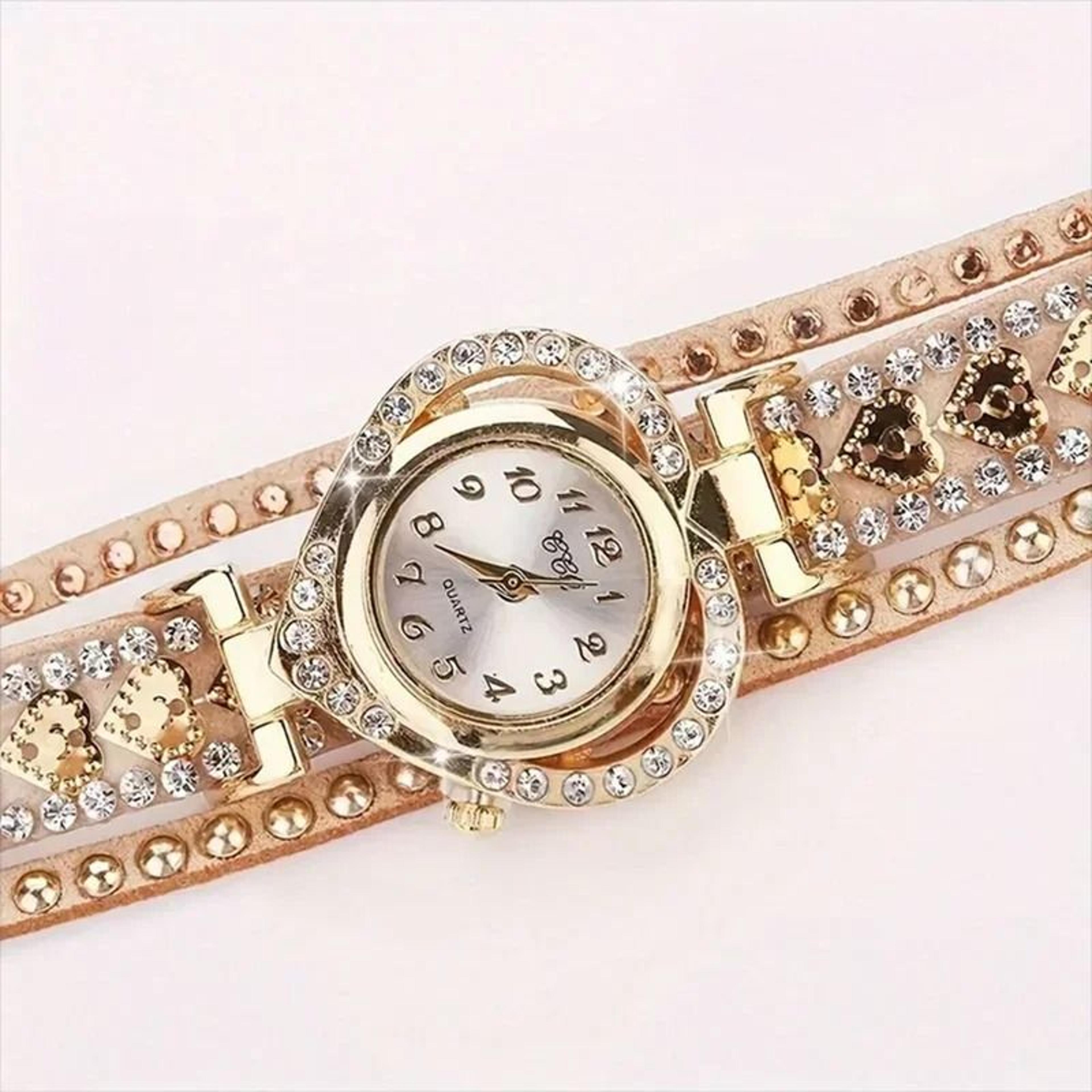 Elegant Rhinestone Womens Quartz Watch With Long Leather Wrap Bracelet Strap 7
