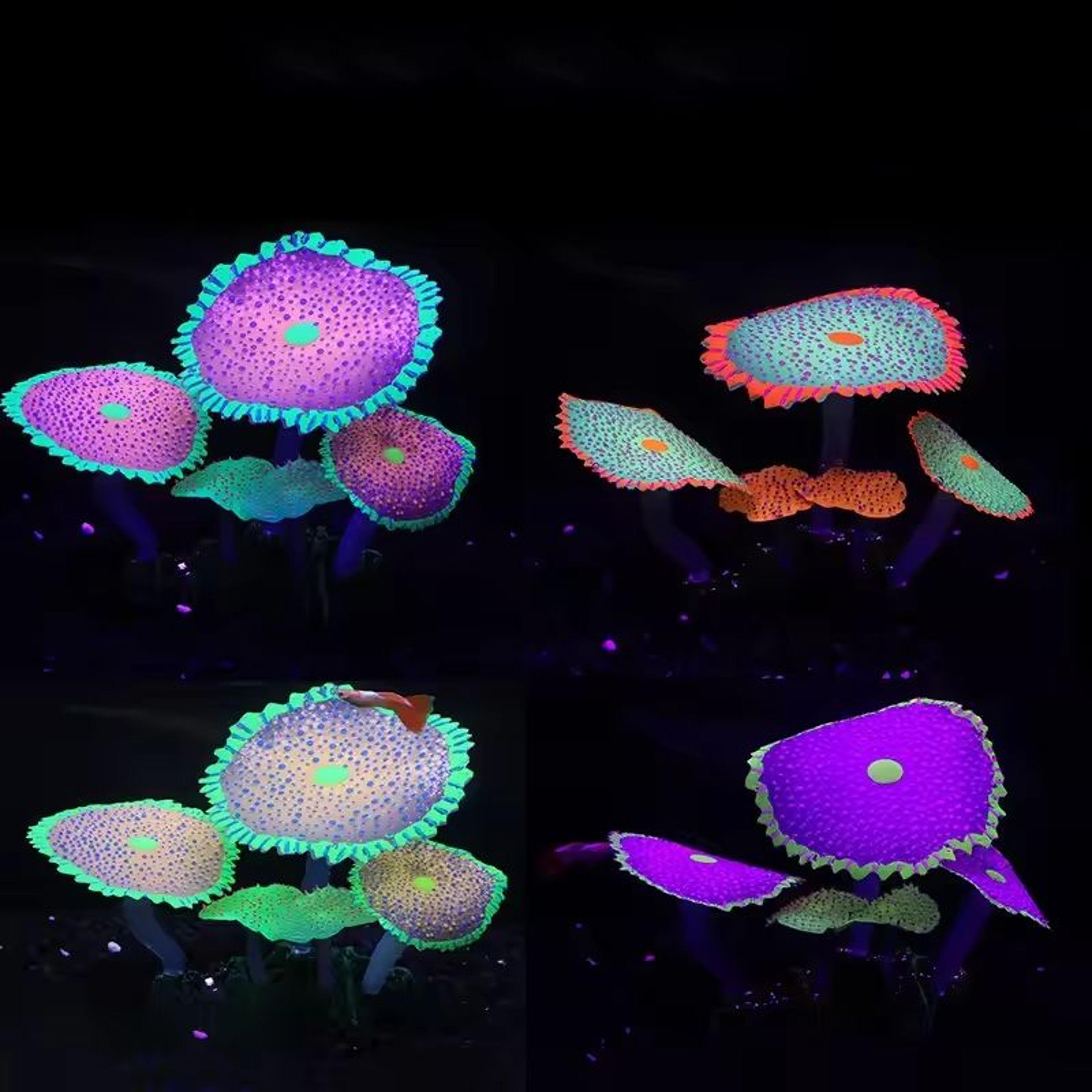 glow-in-the-dark silicone aquarium coral with suction cup (luminous fish tank decoration)