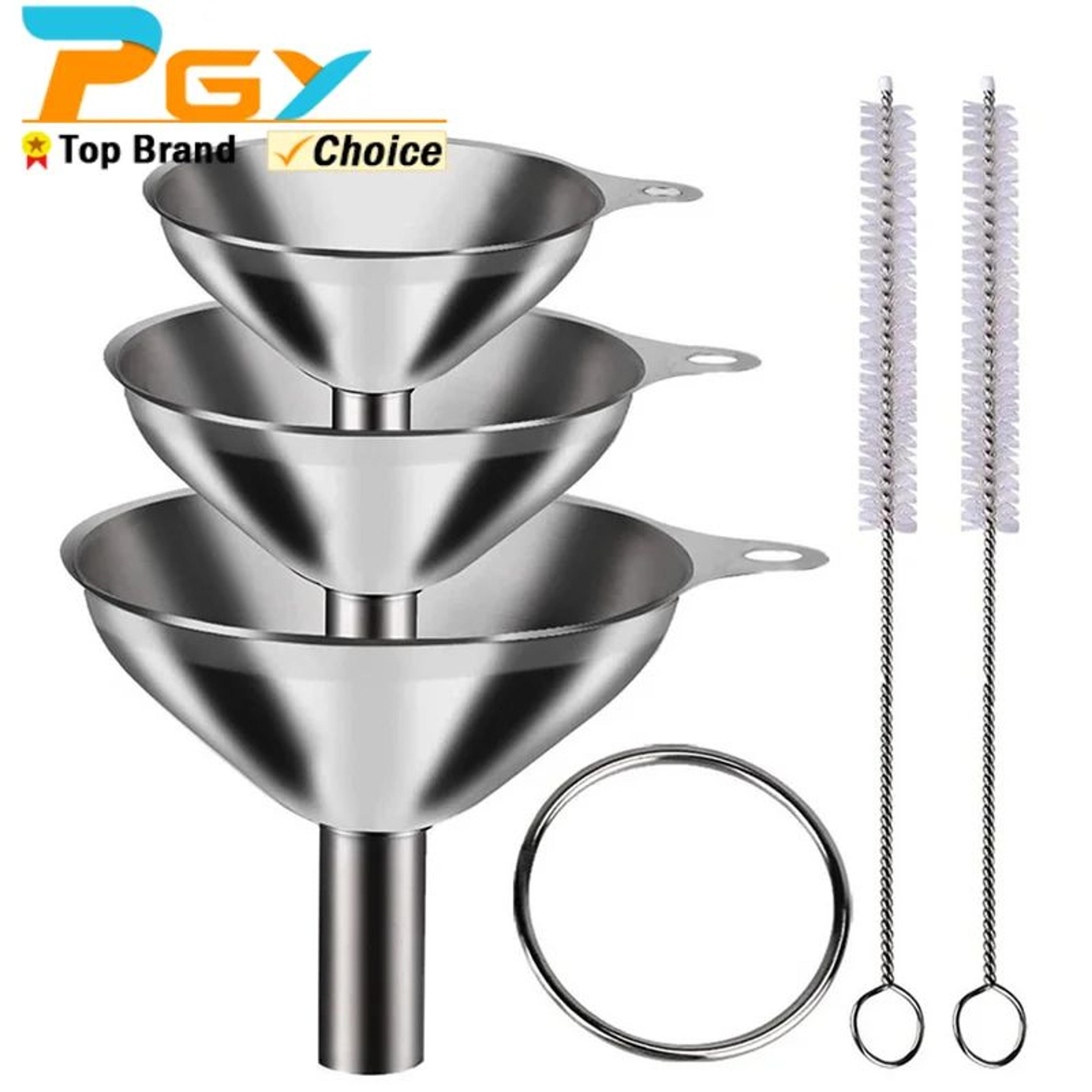 stainless steel kitchen funnel set – food grade metal funnels for bottles, oils & spices (3–5 pcs)