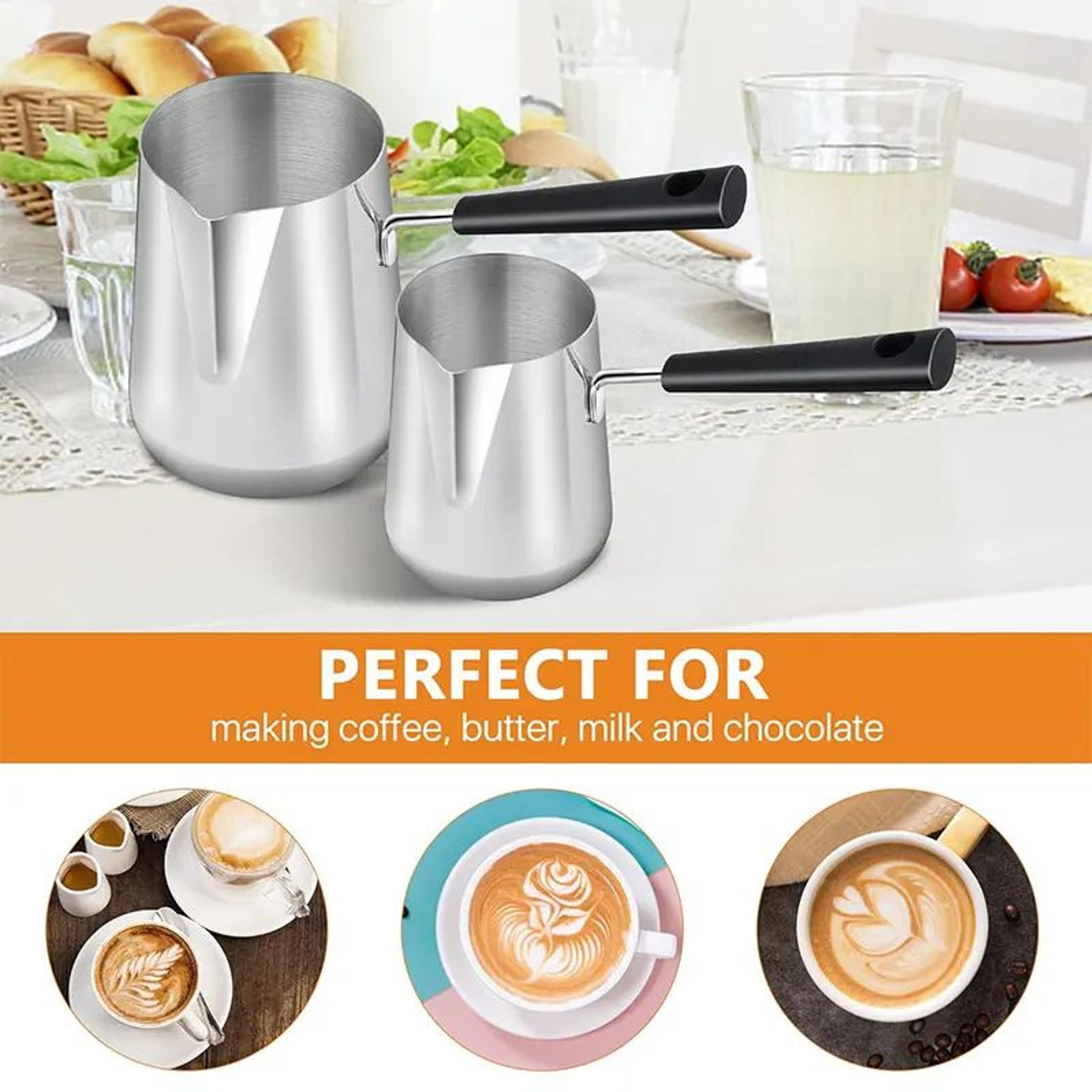 Stainless Steel Turkish Coffee Pot With Long Handle  Precision Milk Warmer  Chocolate Melting Pan 3