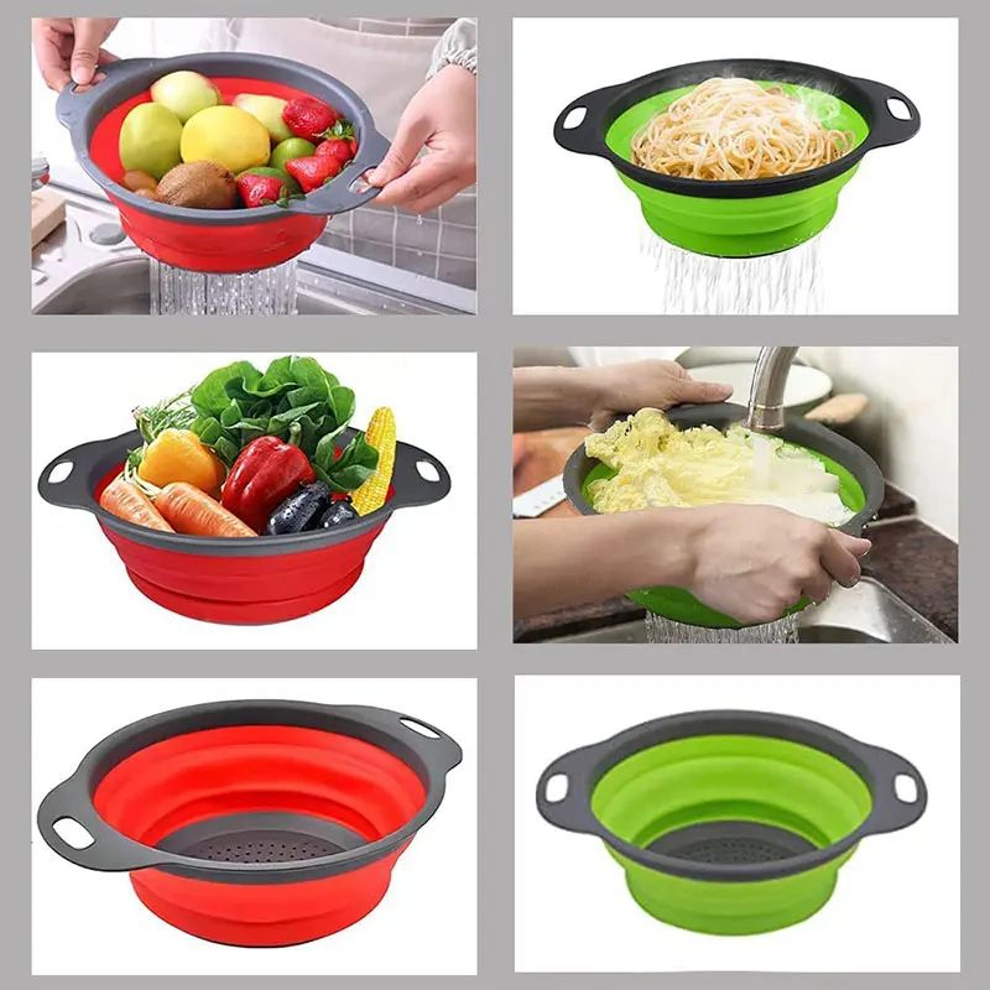 Collapsible Silicone Colander  Foldable Fruit  Vegetable Strainer For Compact Kitchens 2