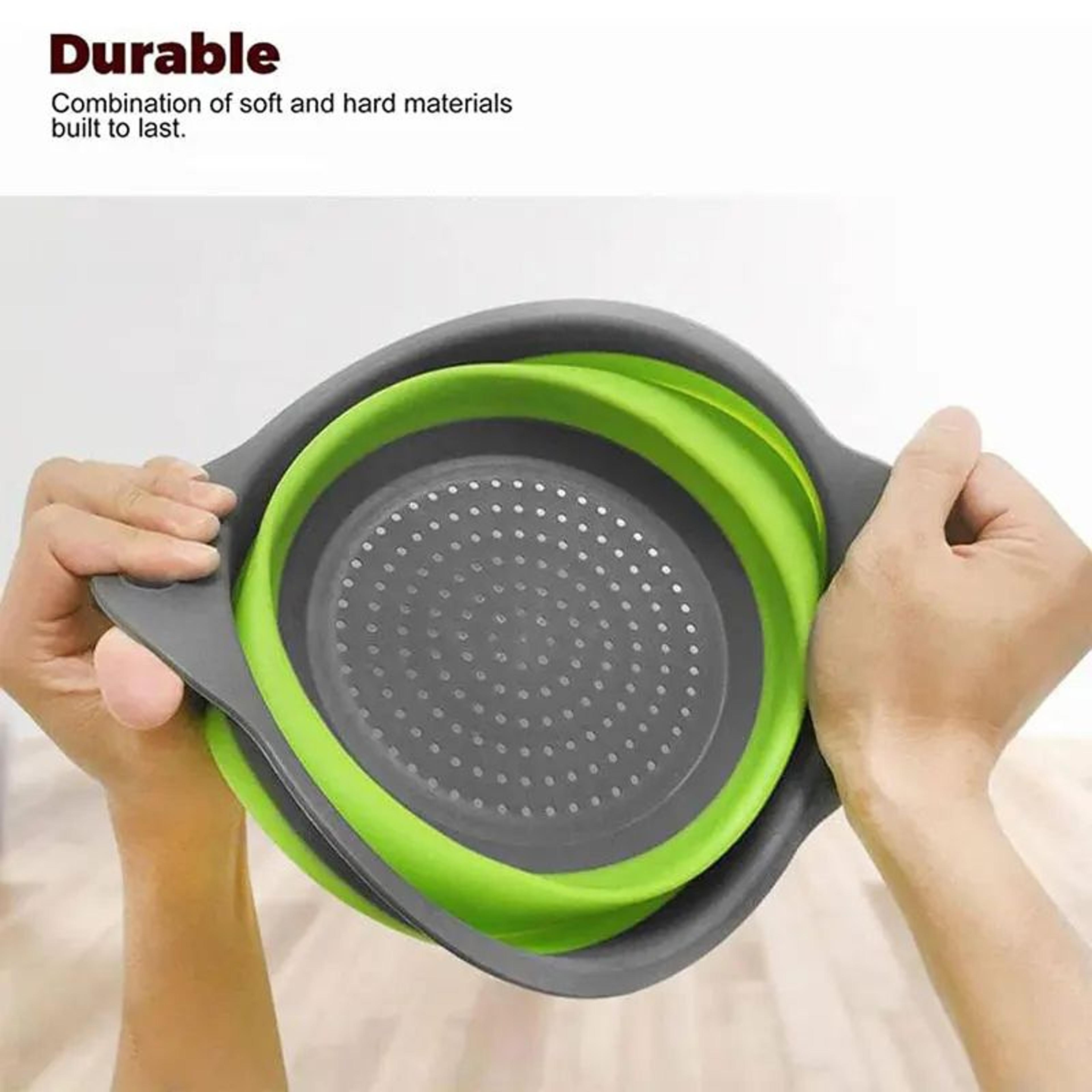 Collapsible Silicone Colander  Foldable Fruit  Vegetable Strainer For Compact Kitchens 4