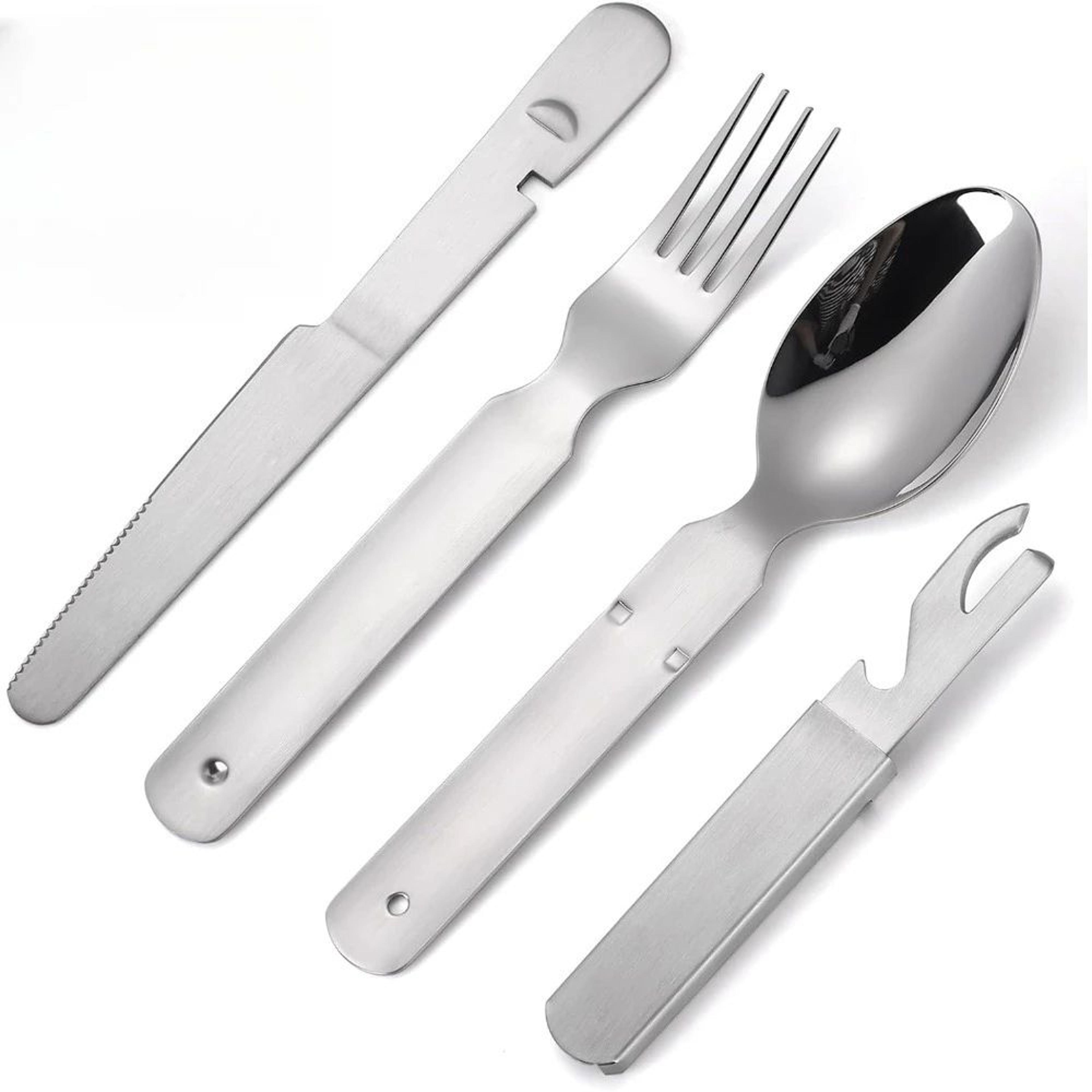 4Piece Stainless Steel Camping Cutlery Set  Travel Knife Fork Spoon  Bottle Opener 6