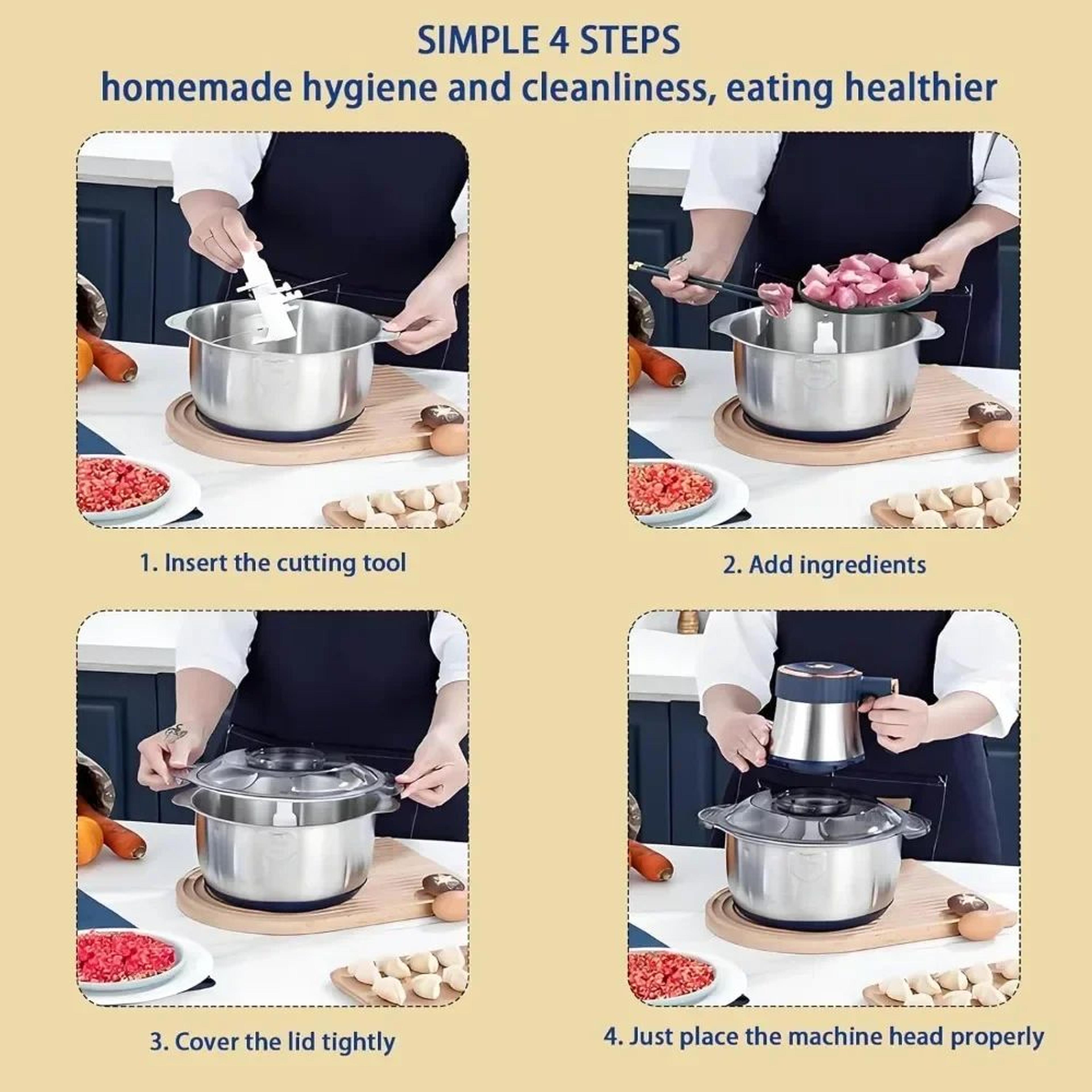 5L Electric Meat Grinder  Food Processor  Stainless Steel Meat And Vegetable Chopper 2