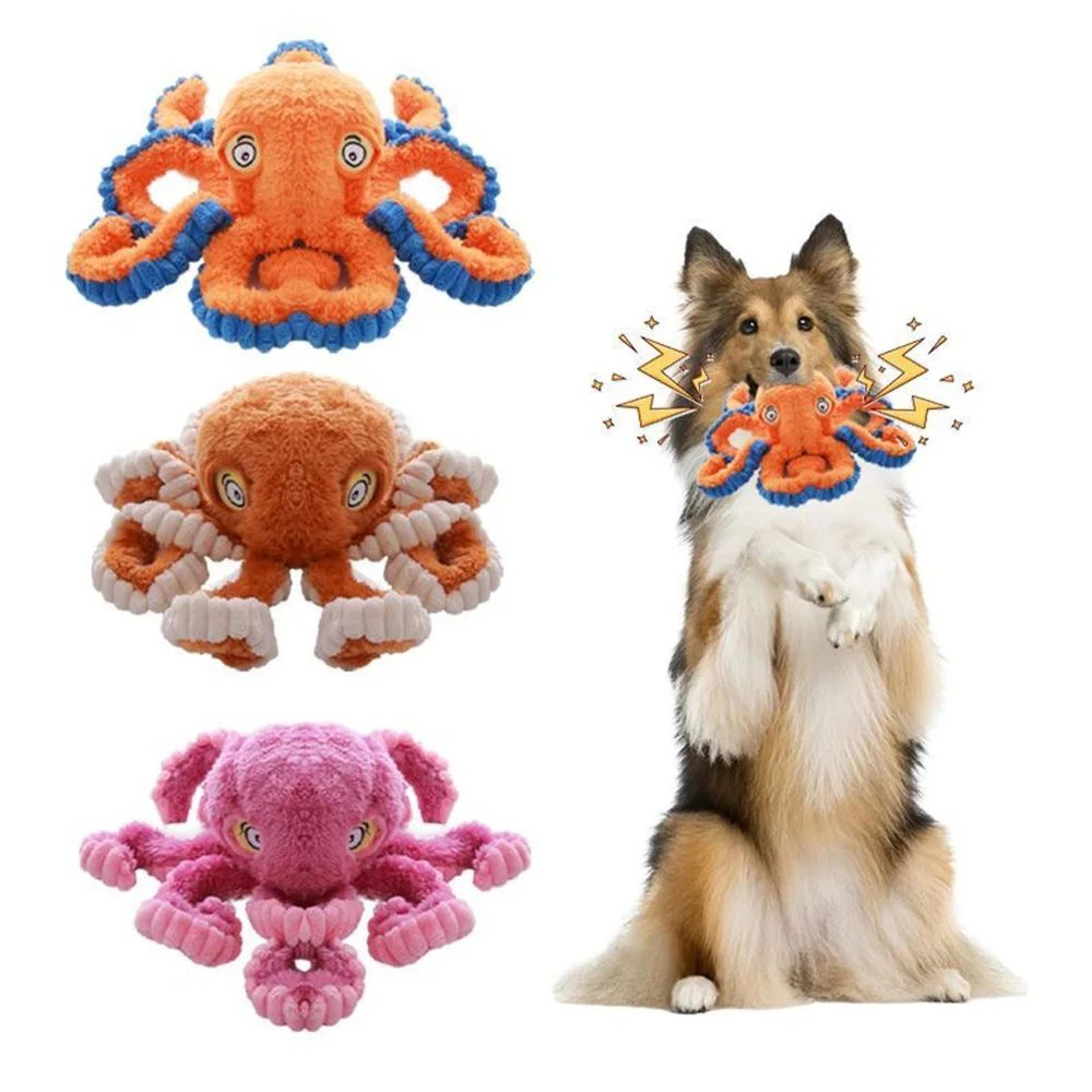 octotough squeak buddy – indestructible dog toy plush octopus with squeaker