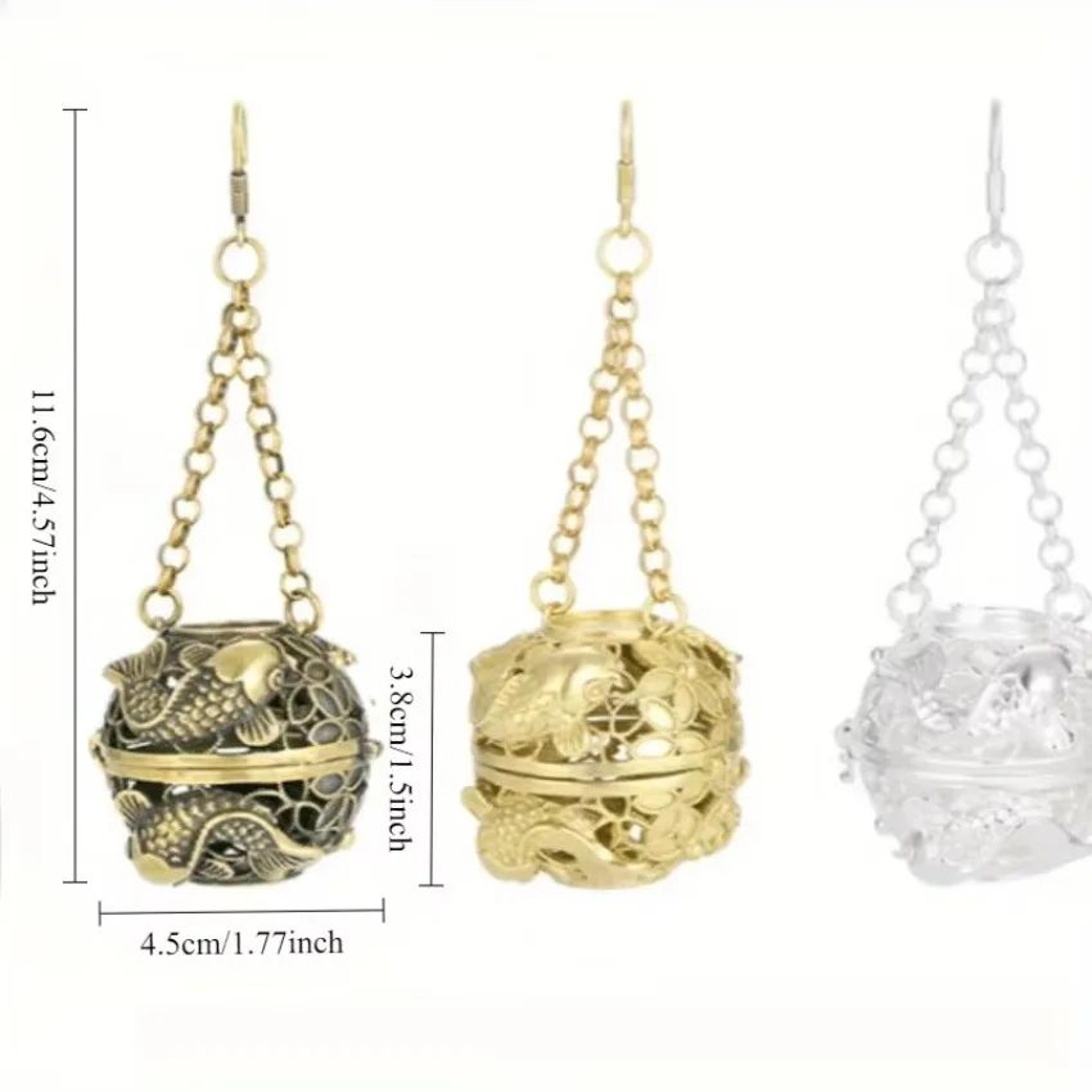 AuraSphere Brass Incense Burner With Lid  Ornate Round Incense Cone Holder For Home Decor 3