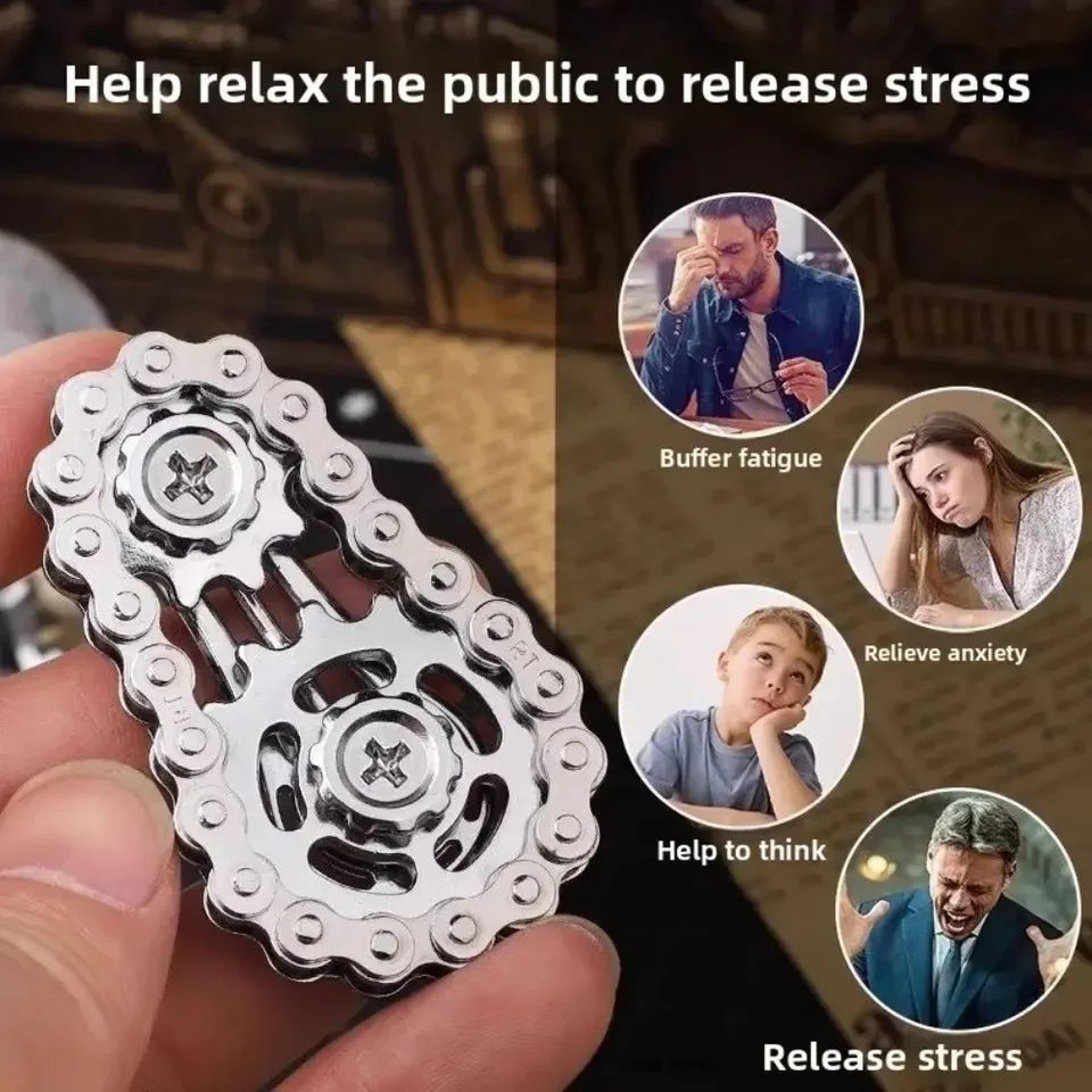 Metal Bike Gear Fidget Toy  Chain Sprocket Anxiety Relief Toy For Focus  Sensory Play 4