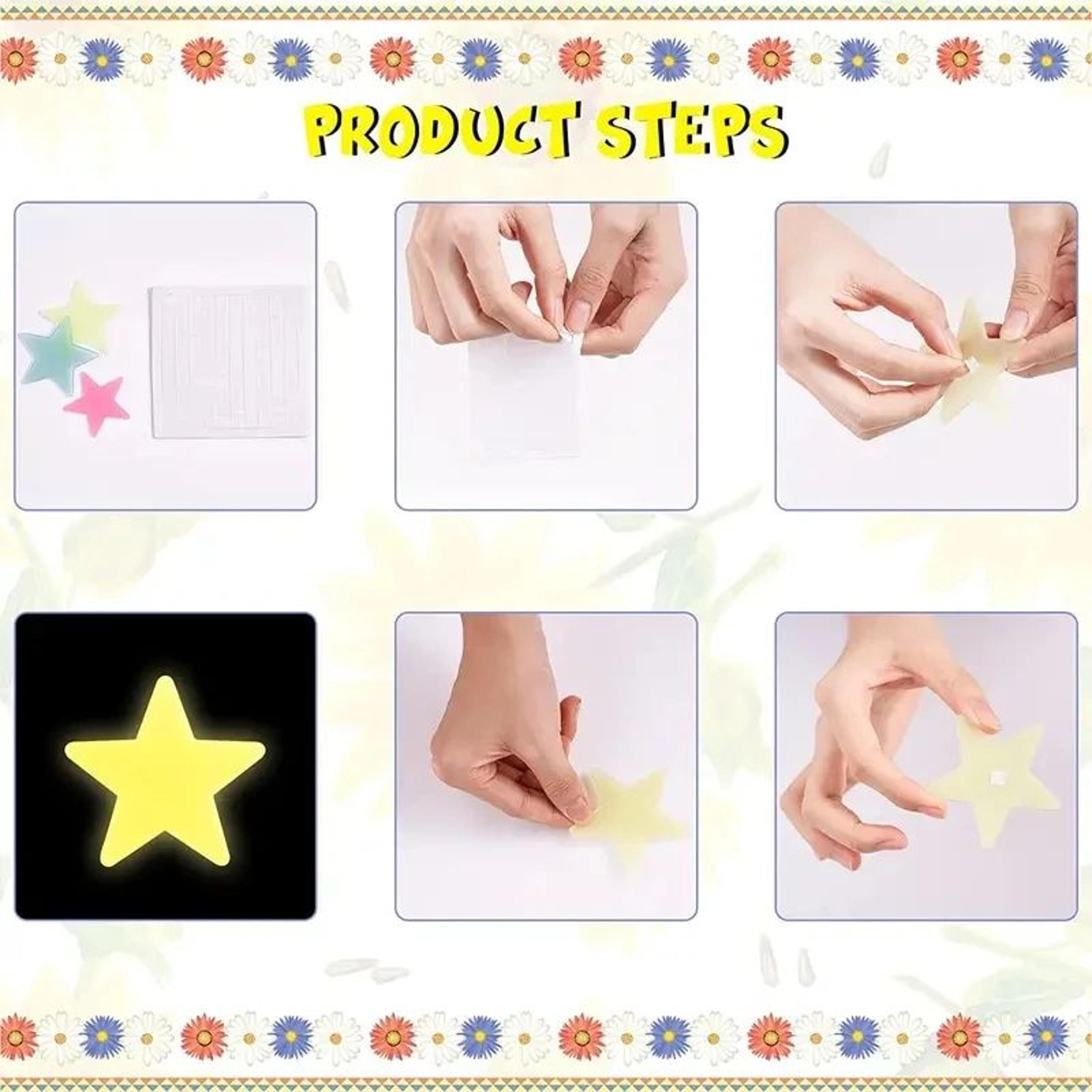 Glow In The Dark Star Wall Stickers Set With Moon  3D Luminous Bedroom Ceiling Decor 3