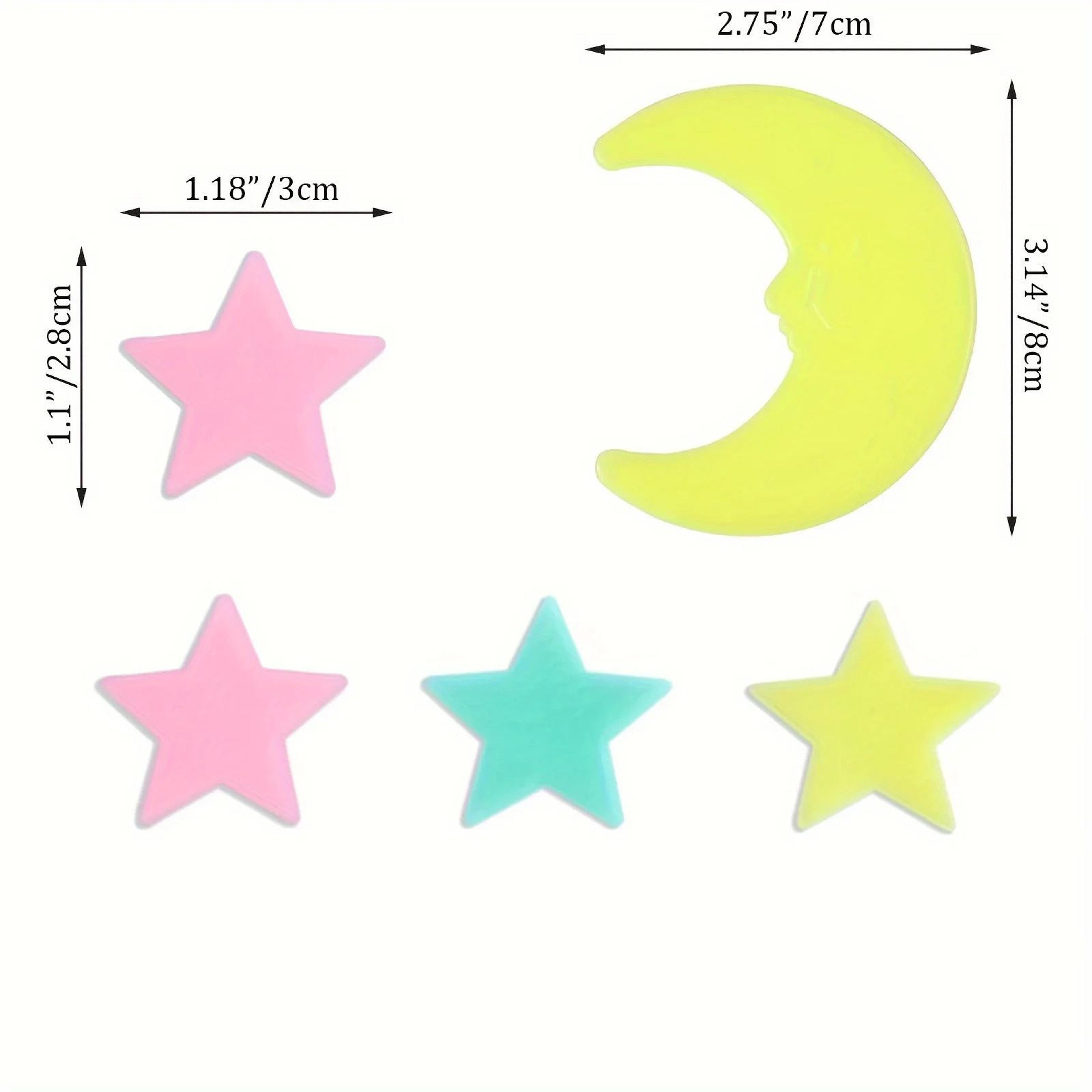 Glow In The Dark Star Wall Stickers Set With Moon  3D Luminous Bedroom Ceiling Decor 10