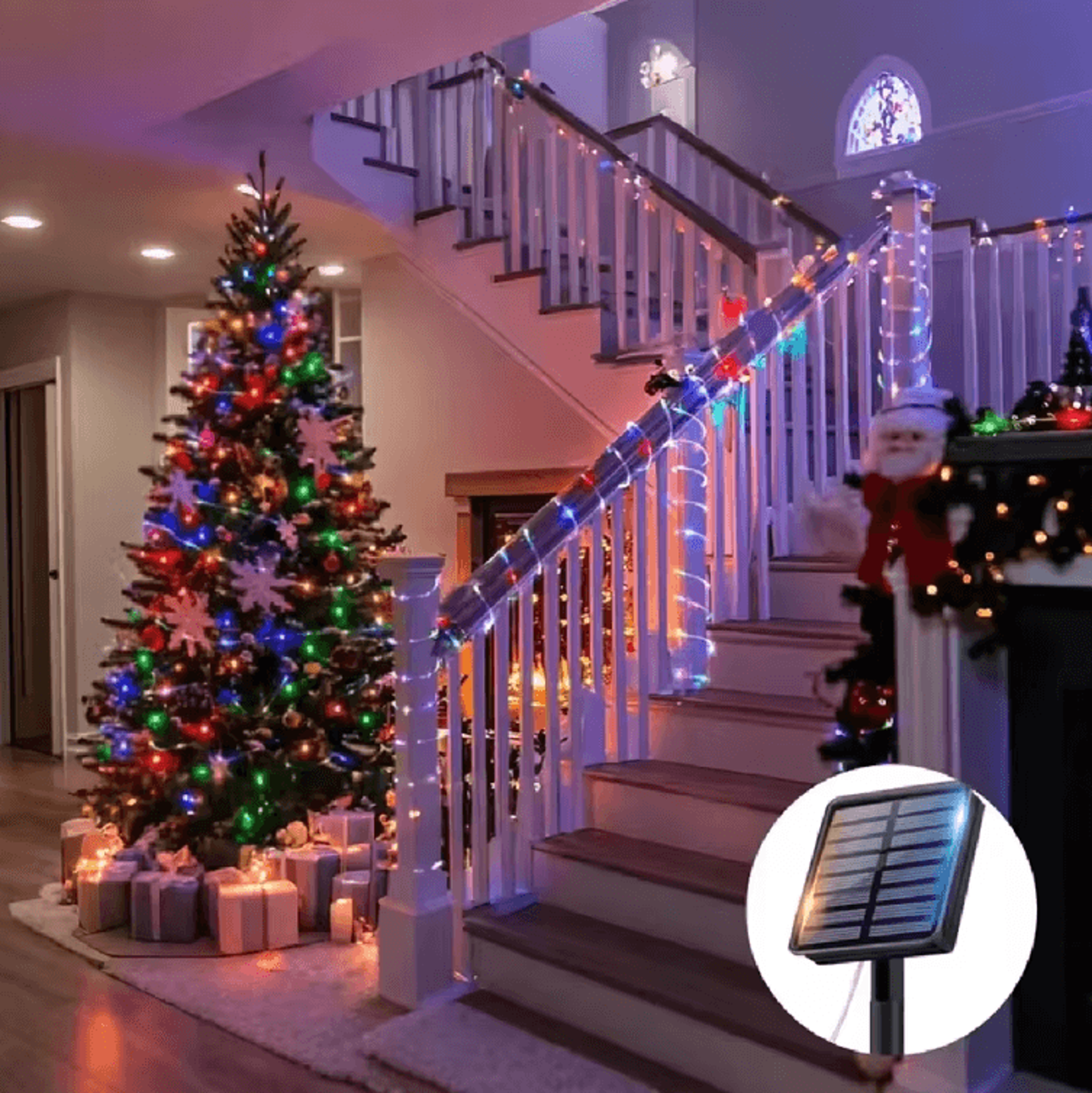 104ft 300led solar tube string lights – multicolor waterproof garden & patio decor