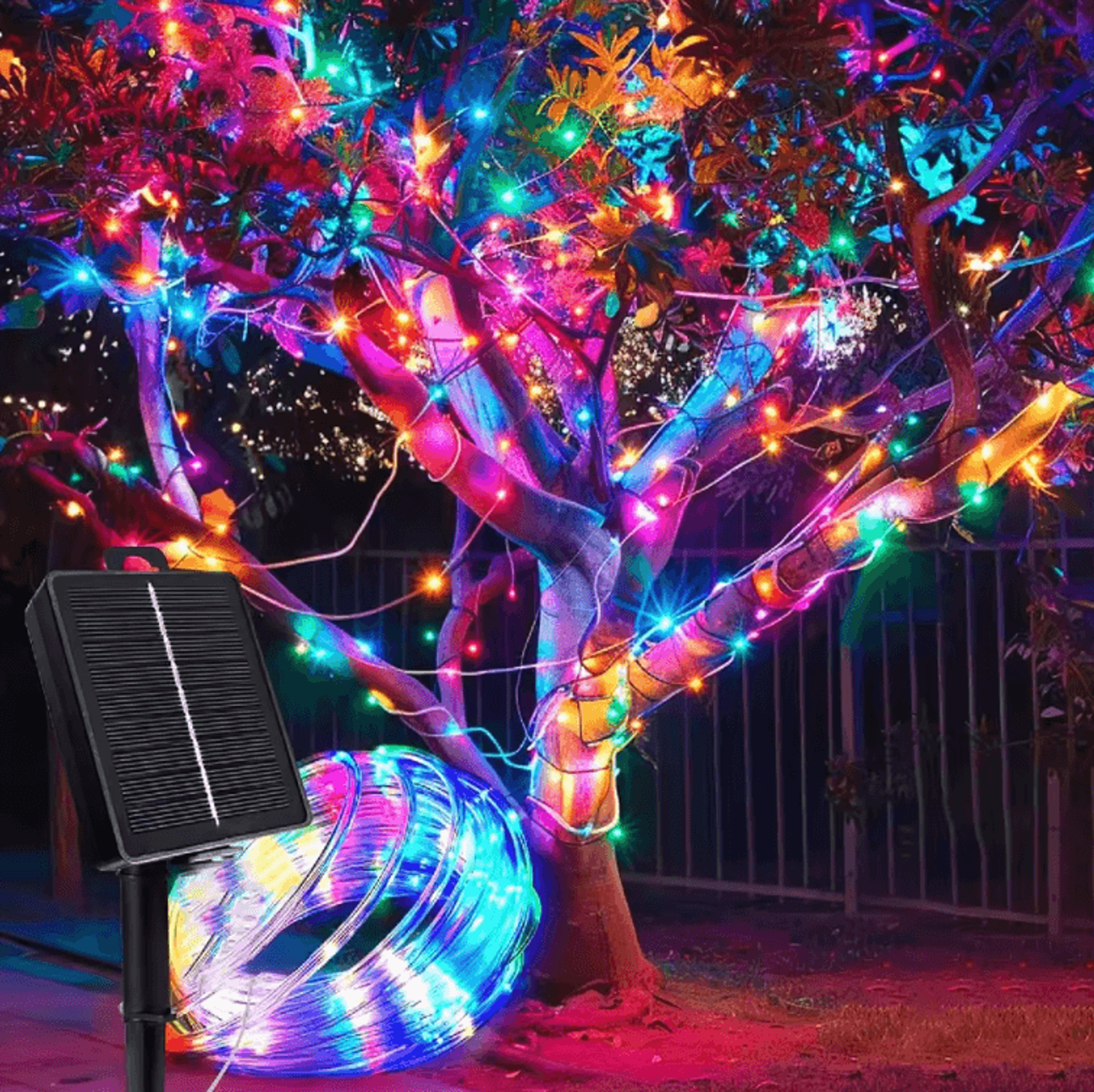 104FT 300LED Solar Tube String Lights  Multicolor Waterproof Garden  Patio Decor 4