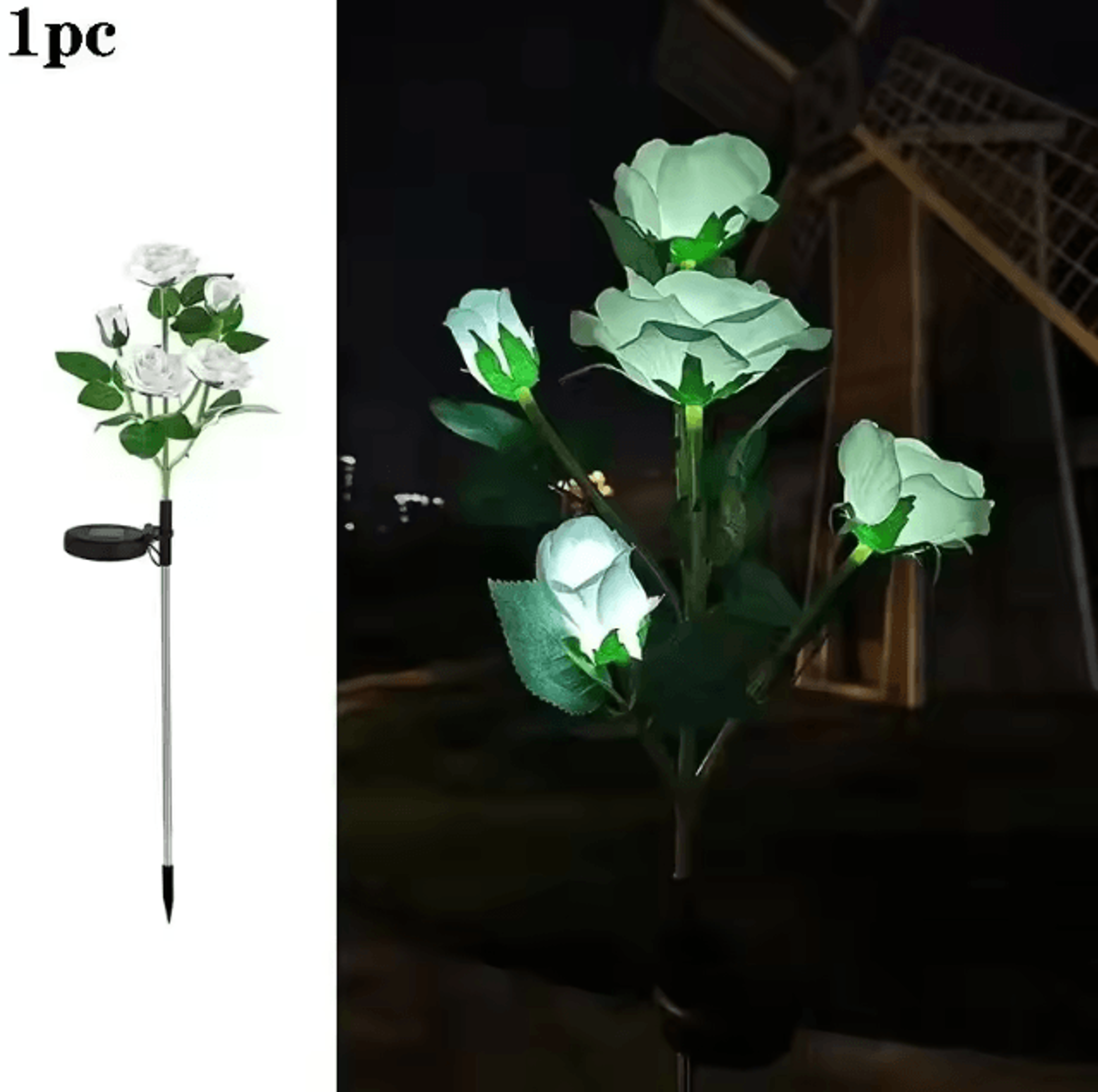 Solar Rose Garden Lights  5Head LED Flower Landscape Pathway Decor Solar Pathway Lights LED Flower  3