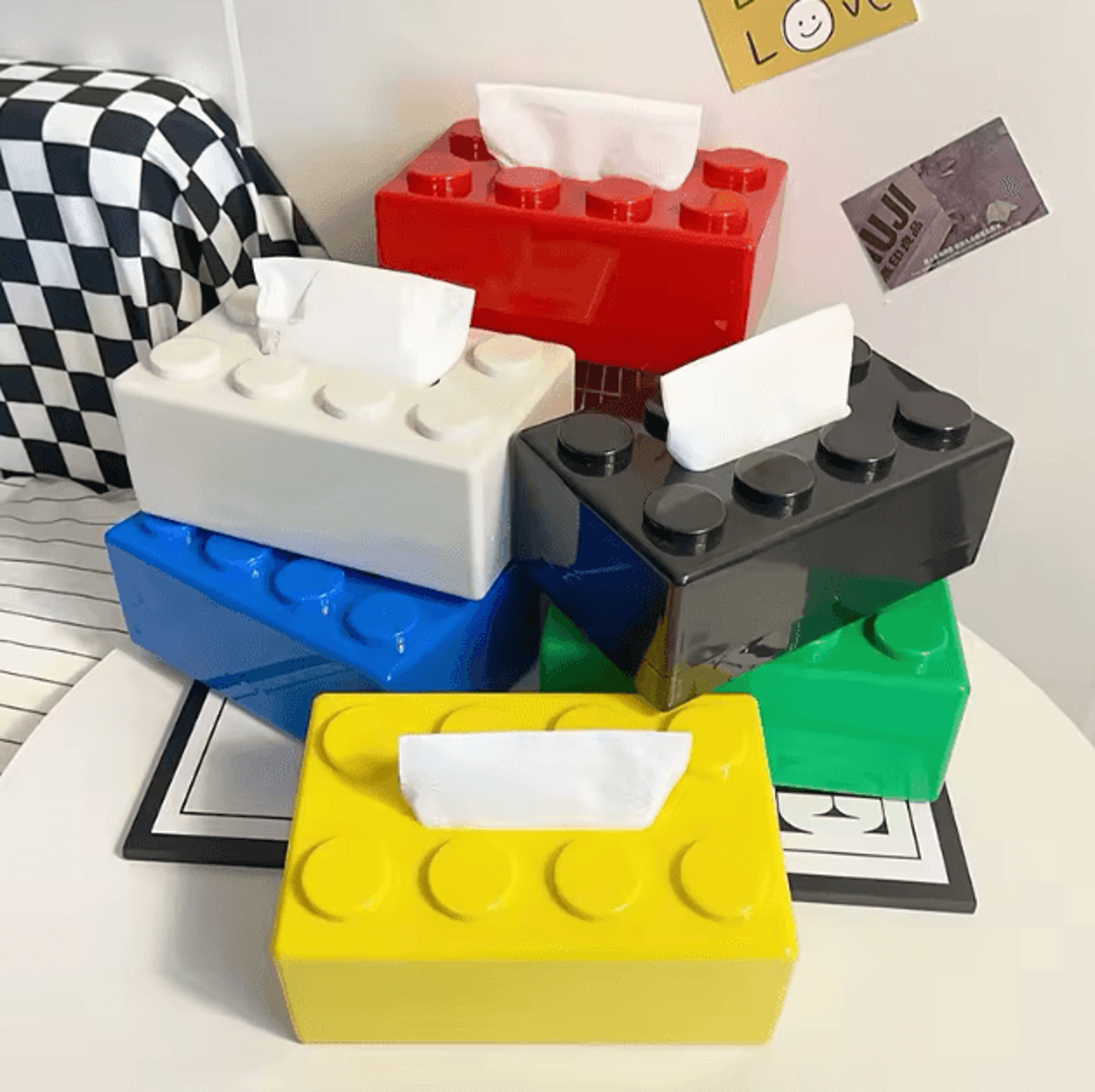 blockpop cartoon building block tissue box creative desktop napkin holder