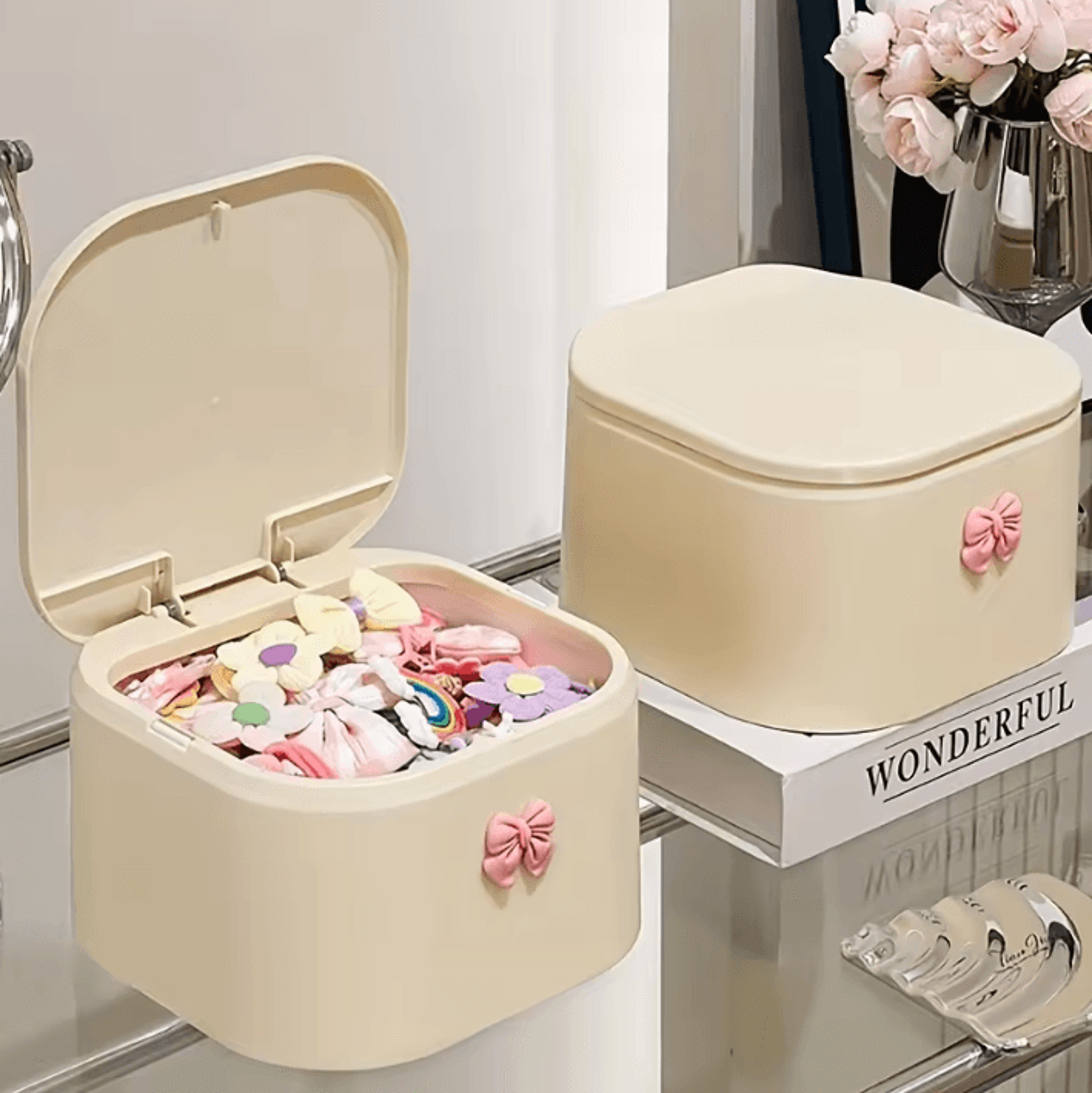 cutekeep multi compartment hair accessories organizer box for girls