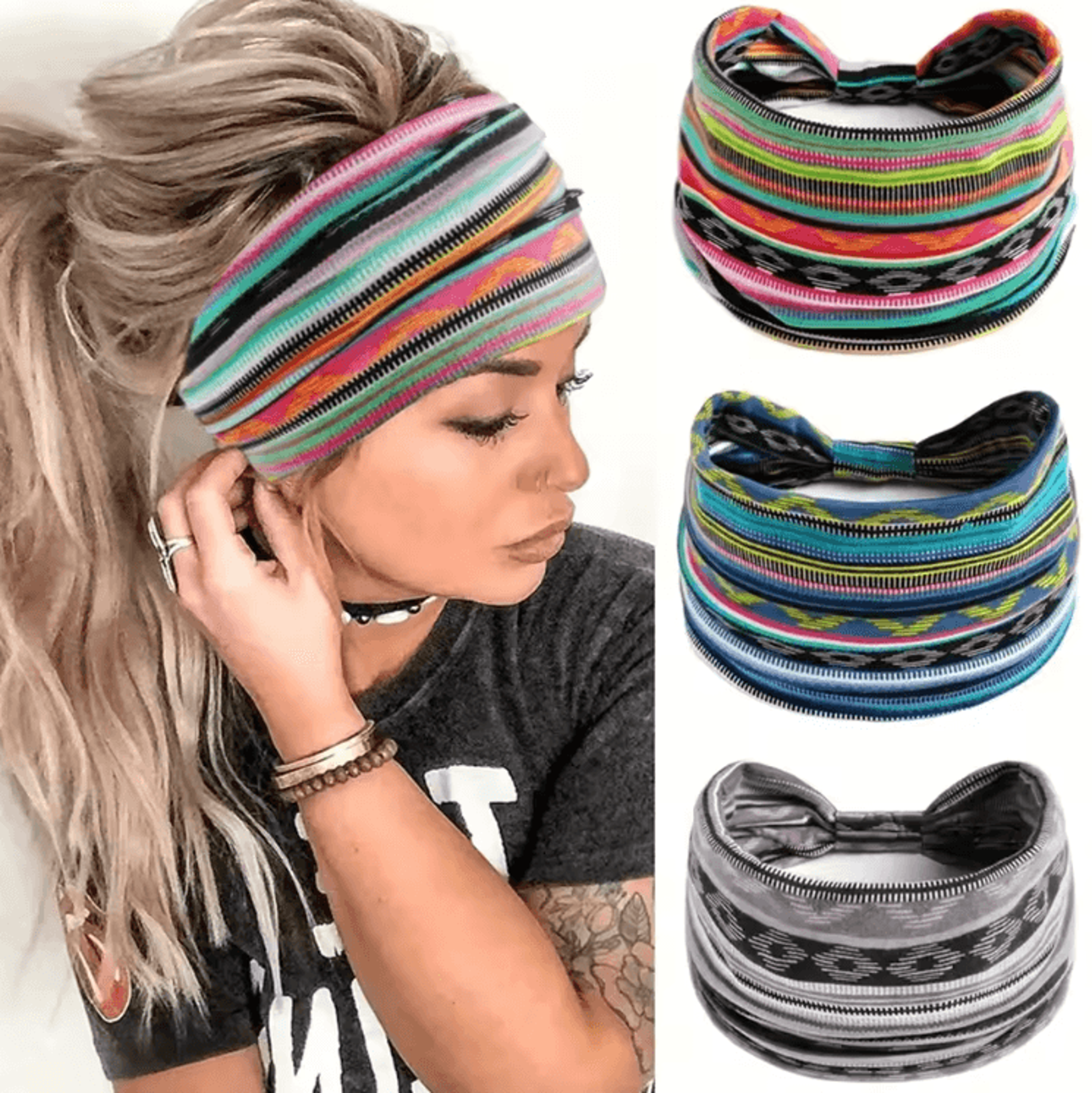 bohemian elastic cotton headscarf wide headband for breathable all day comfort