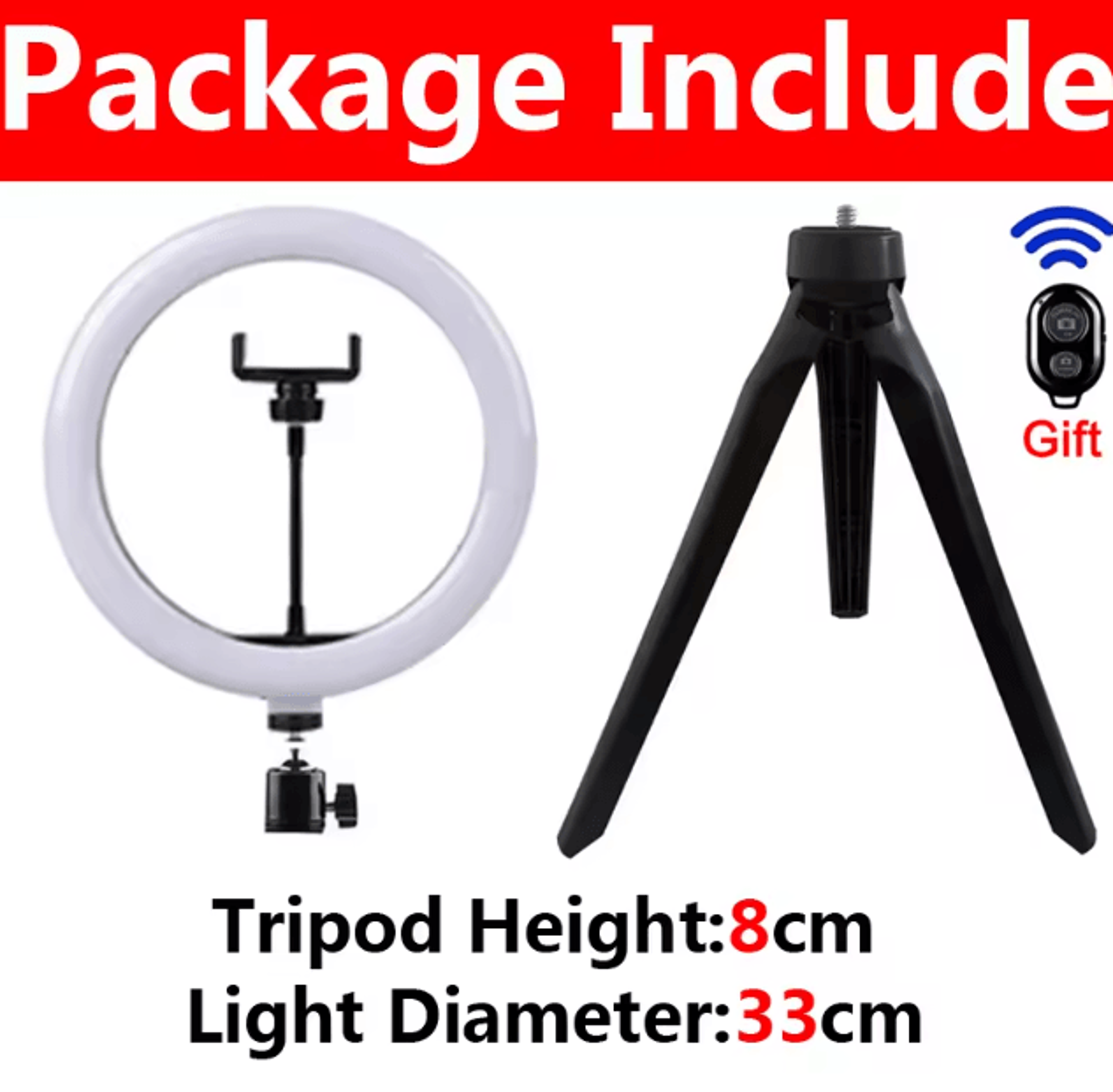 33cm LED Selfie Ring Light With Tripod Dimmable USB Lighting For TikTok Video  Photography 6