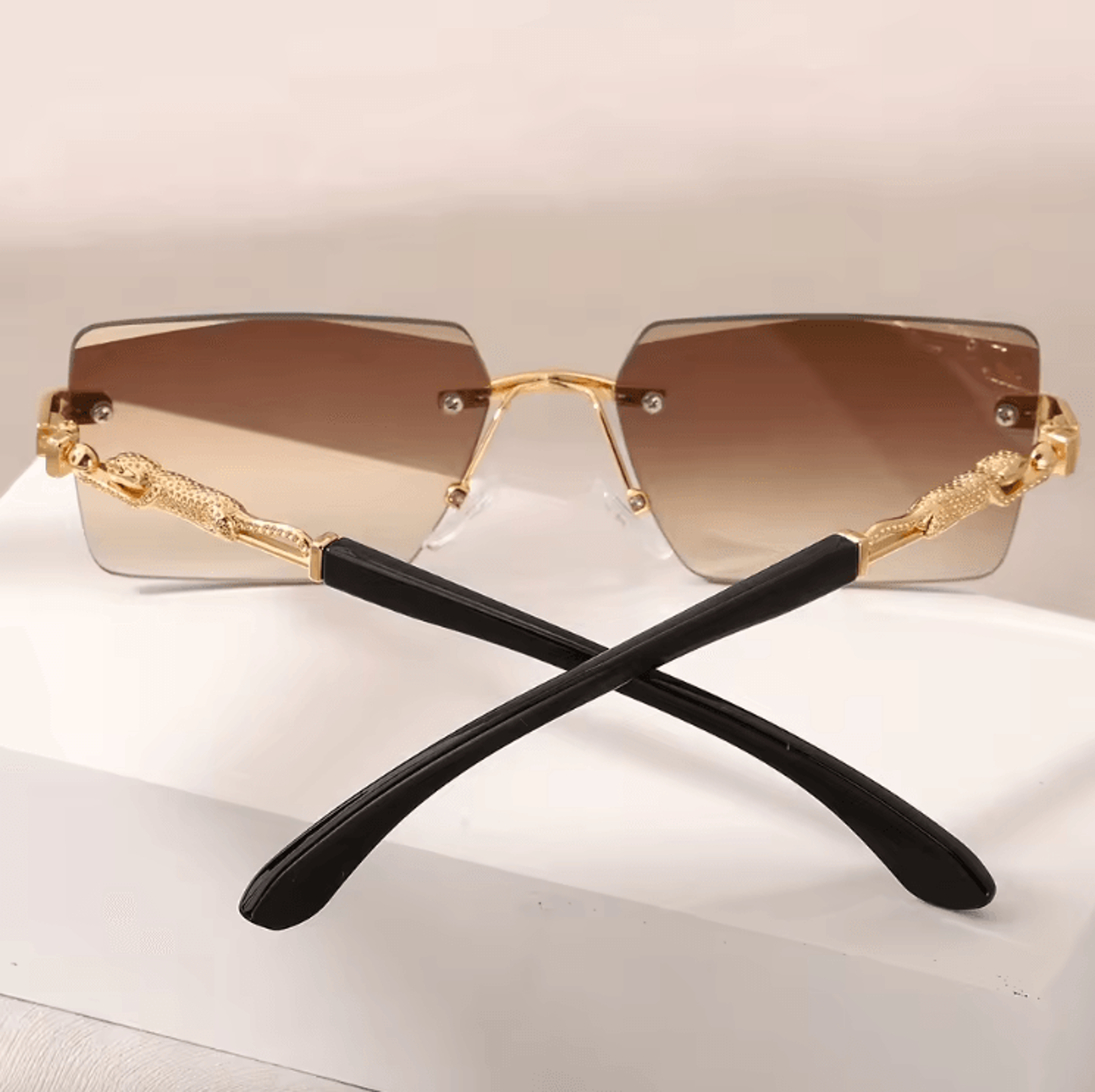 Rimless Rectangle Sunglasses Small Square UV Protection Shades For Men And Women 2
