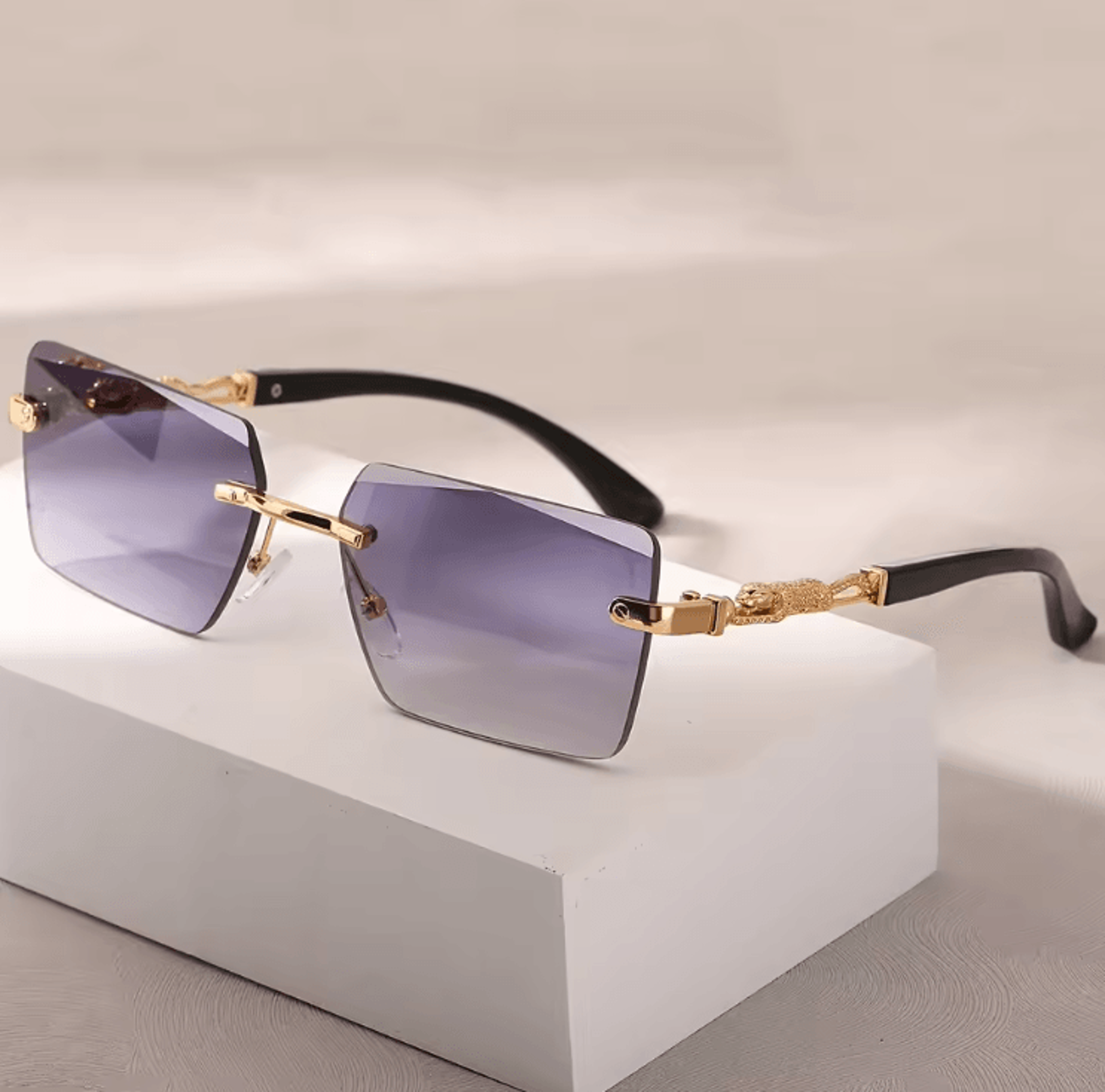 Rimless Rectangle Sunglasses Small Square UV Protection Shades For Men And Women 3