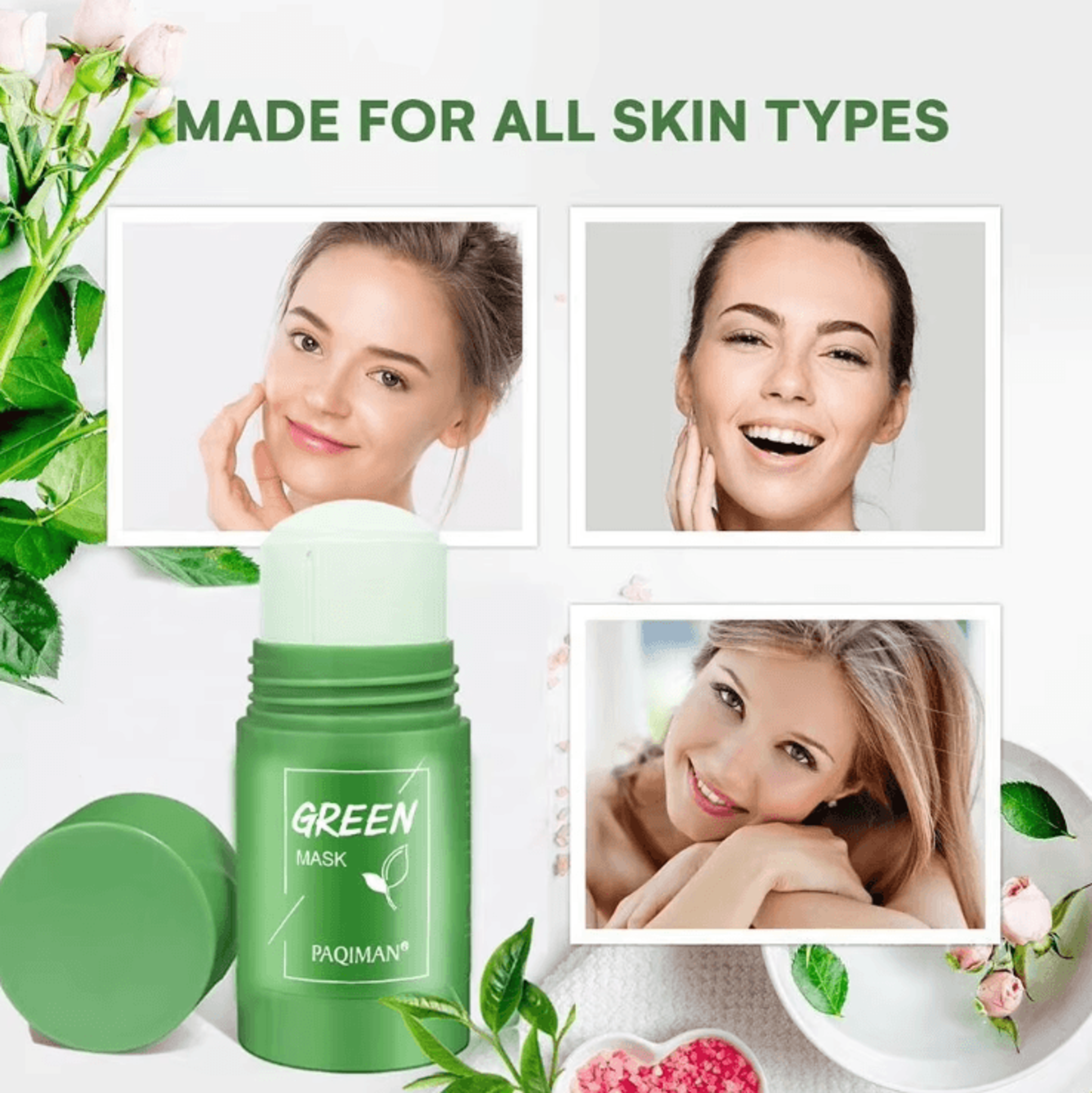 Green Tea Cleansing Face Mask Deep Moisturizing Pore Minimizing Anti Acne Skincare Stick 1
