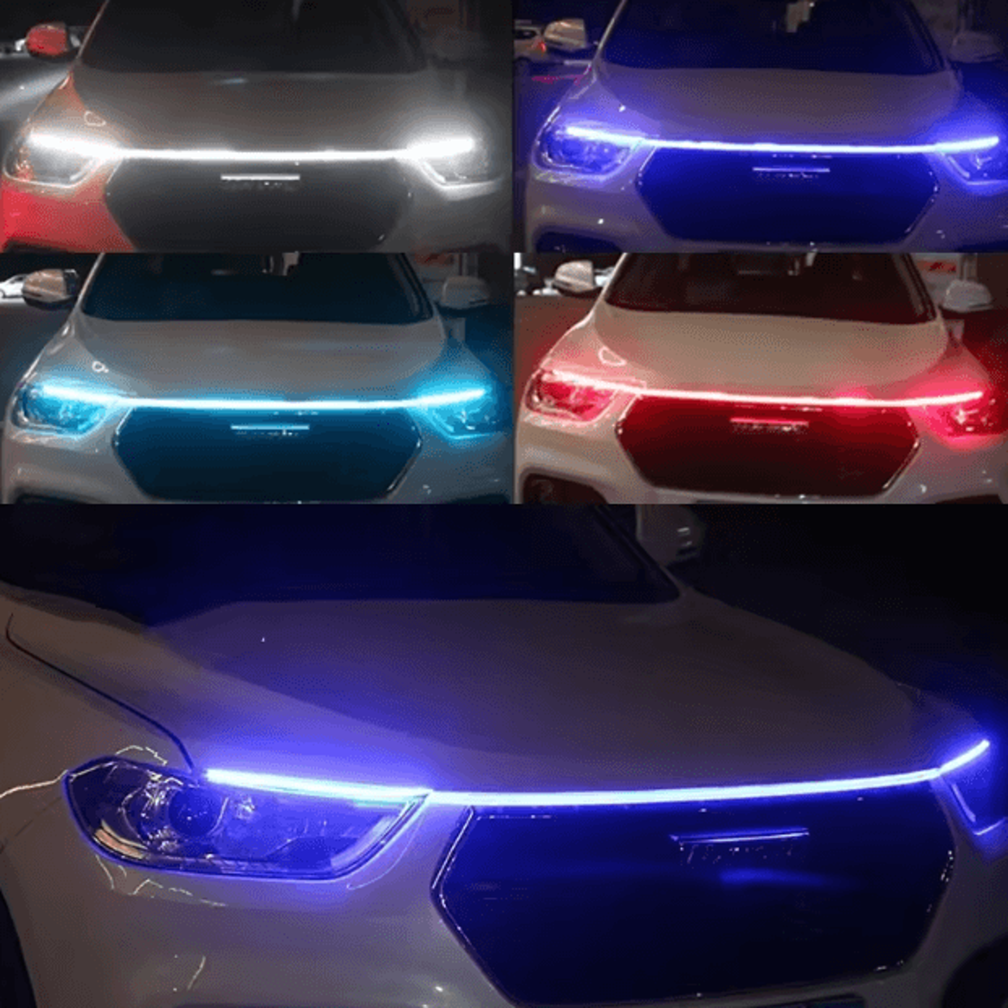 150cm led car hood light strip dynamic scan drl 12v waterproof decorative running light