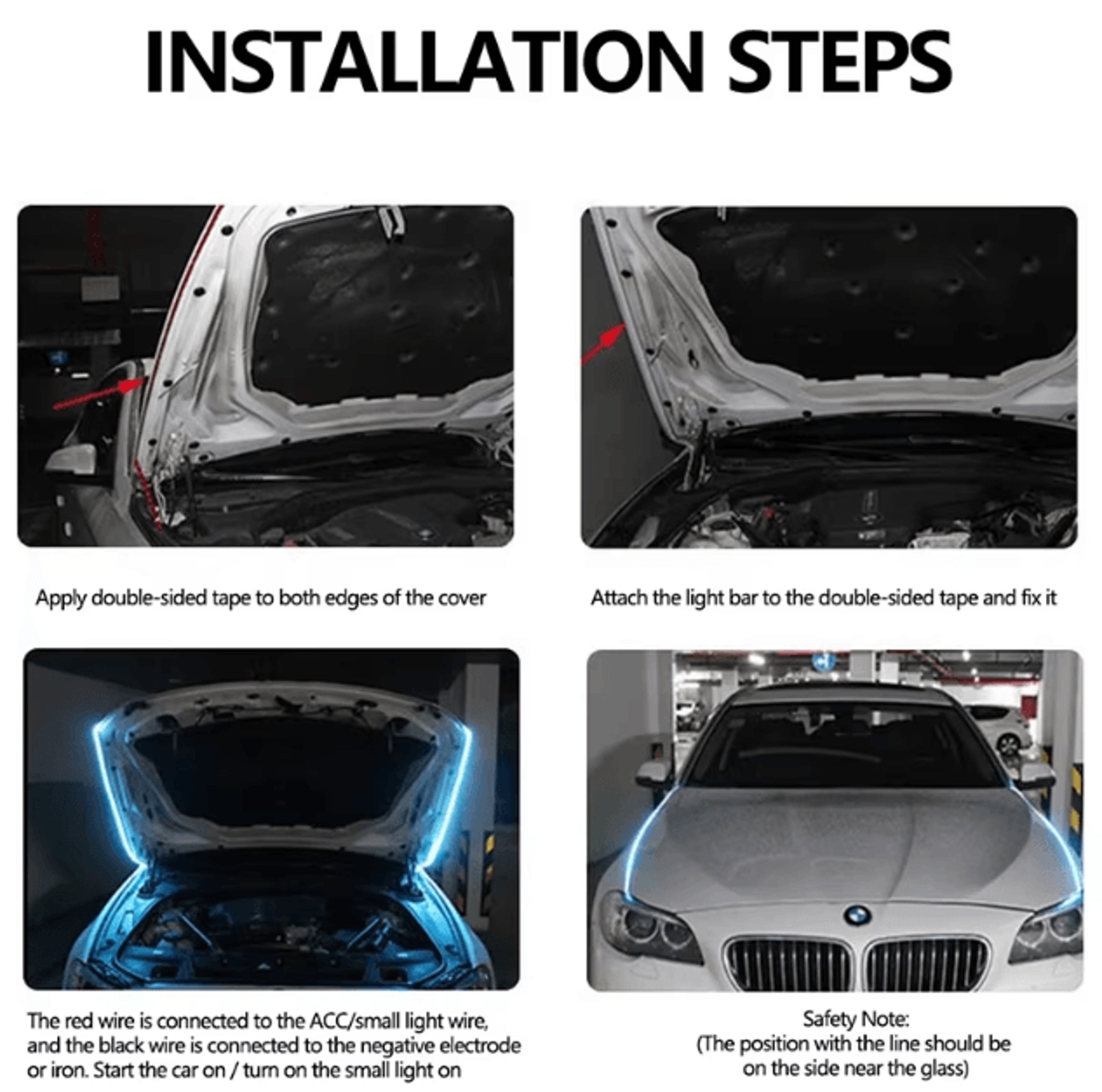 150cm LED Car Hood Light Strip Dynamic Scan DRL 12V Waterproof Decorative Running Light 1