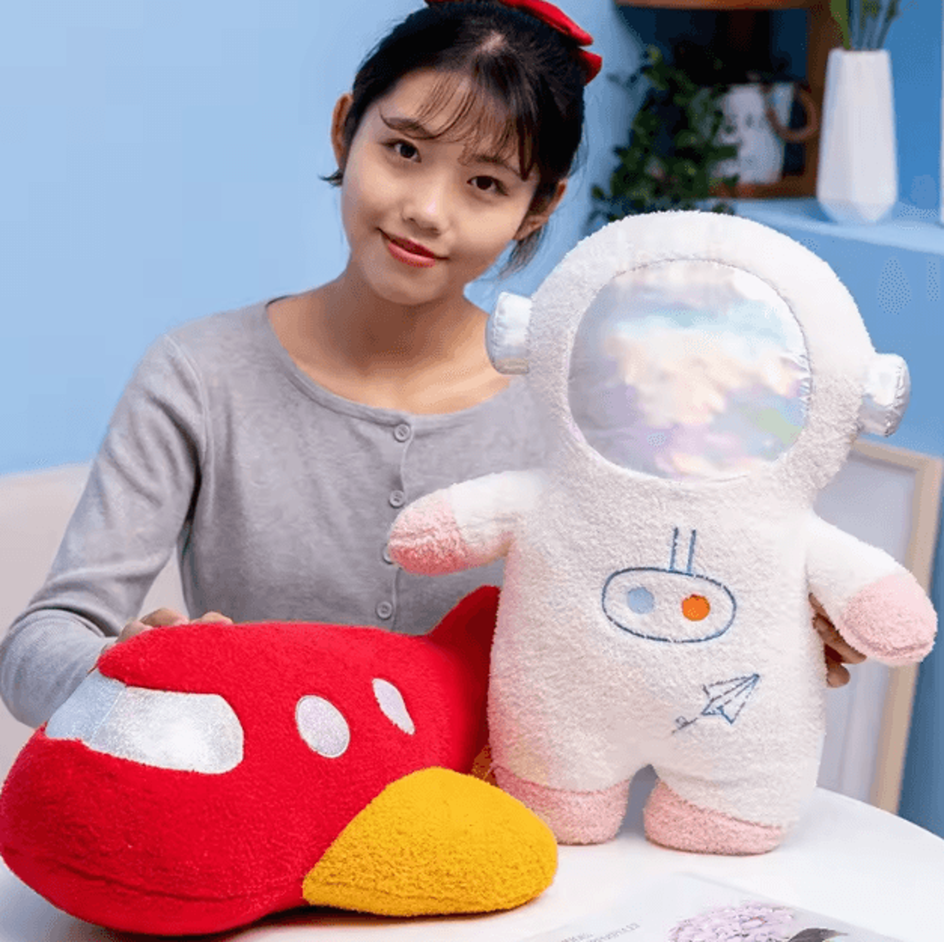 Plush Rocket Astronaut Pillow  58cm Soft Space Toy  Kids Room Decor 1