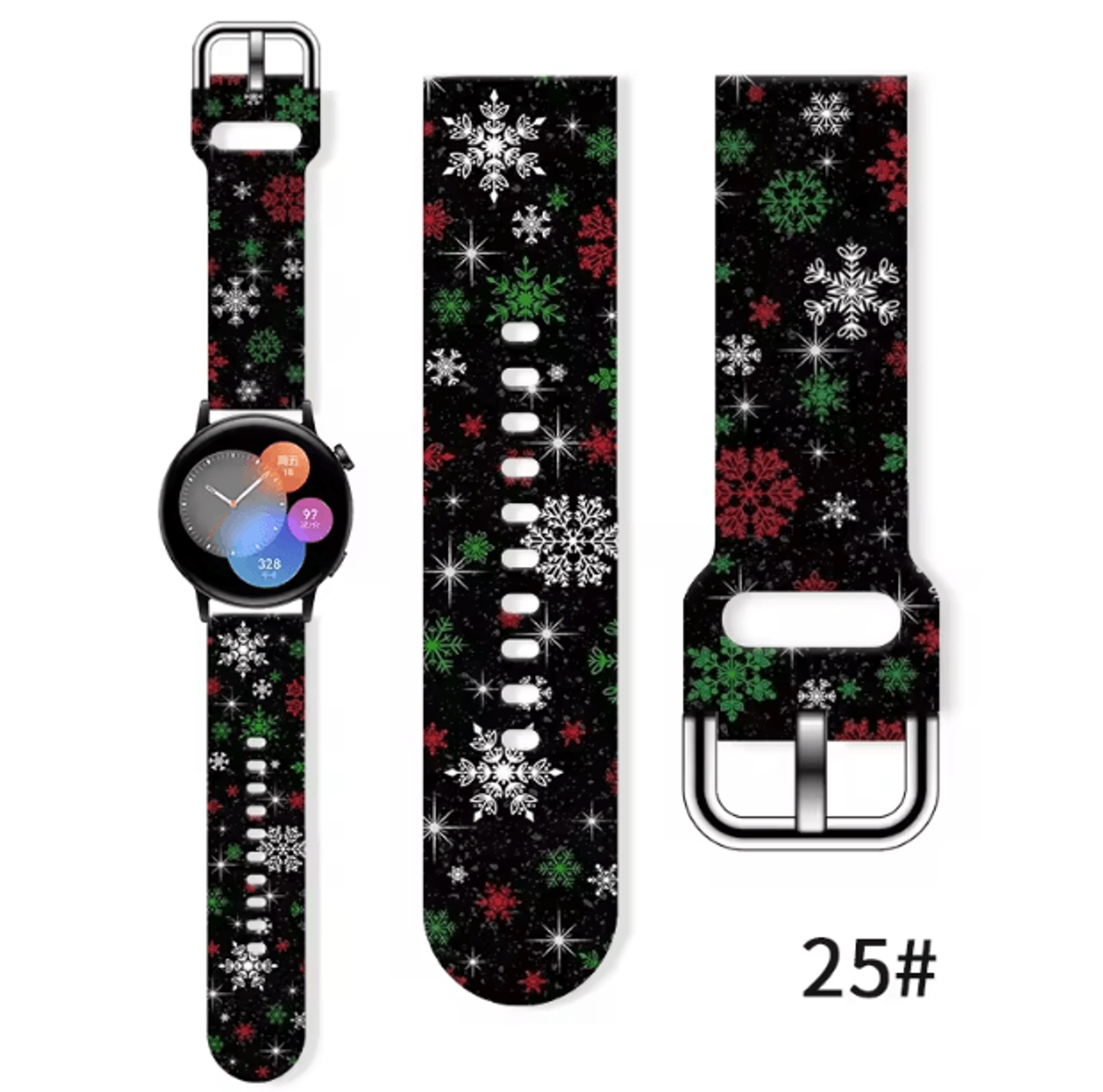 Christmas Silicone Watch Band 20mm  Festive Replacement Strap For Samsung Galaxy And Smartwatches 1