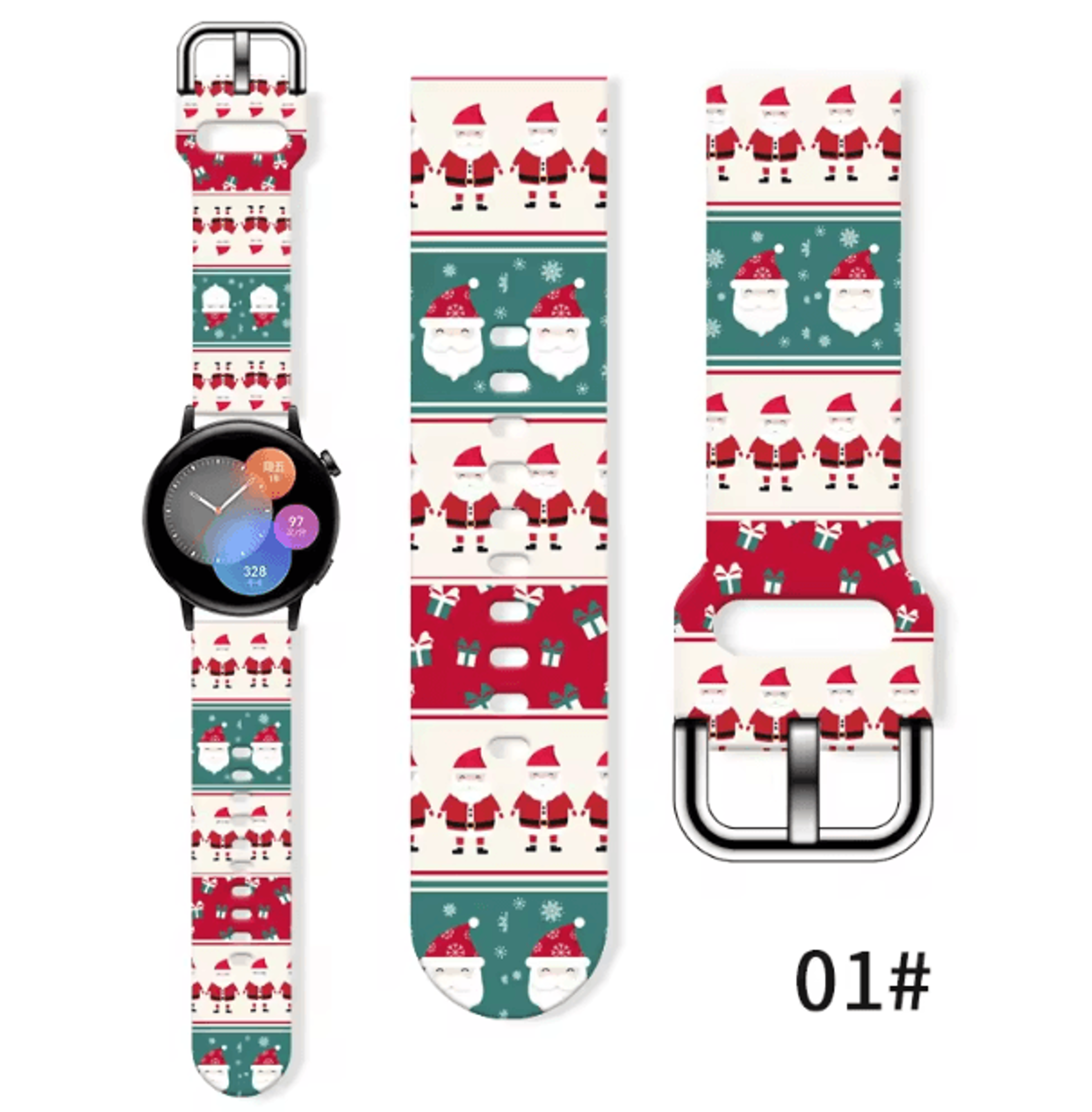 Christmas Silicone Watch Band 20mm  Festive Replacement Strap For Samsung Galaxy And Smartwatches 2