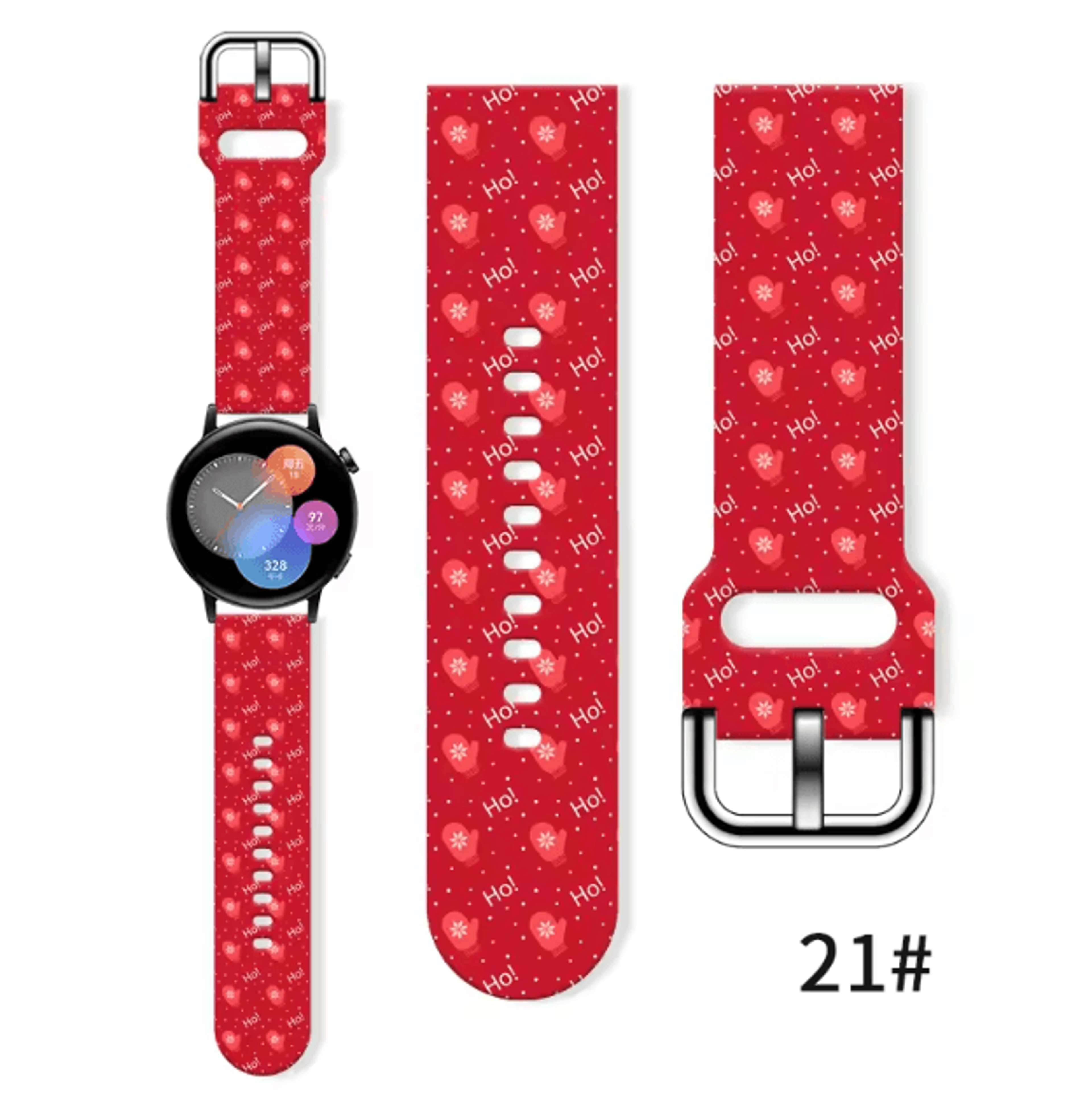 Christmas Silicone Watch Band 20mm  Festive Replacement Strap For Samsung Galaxy And Smartwatches 4