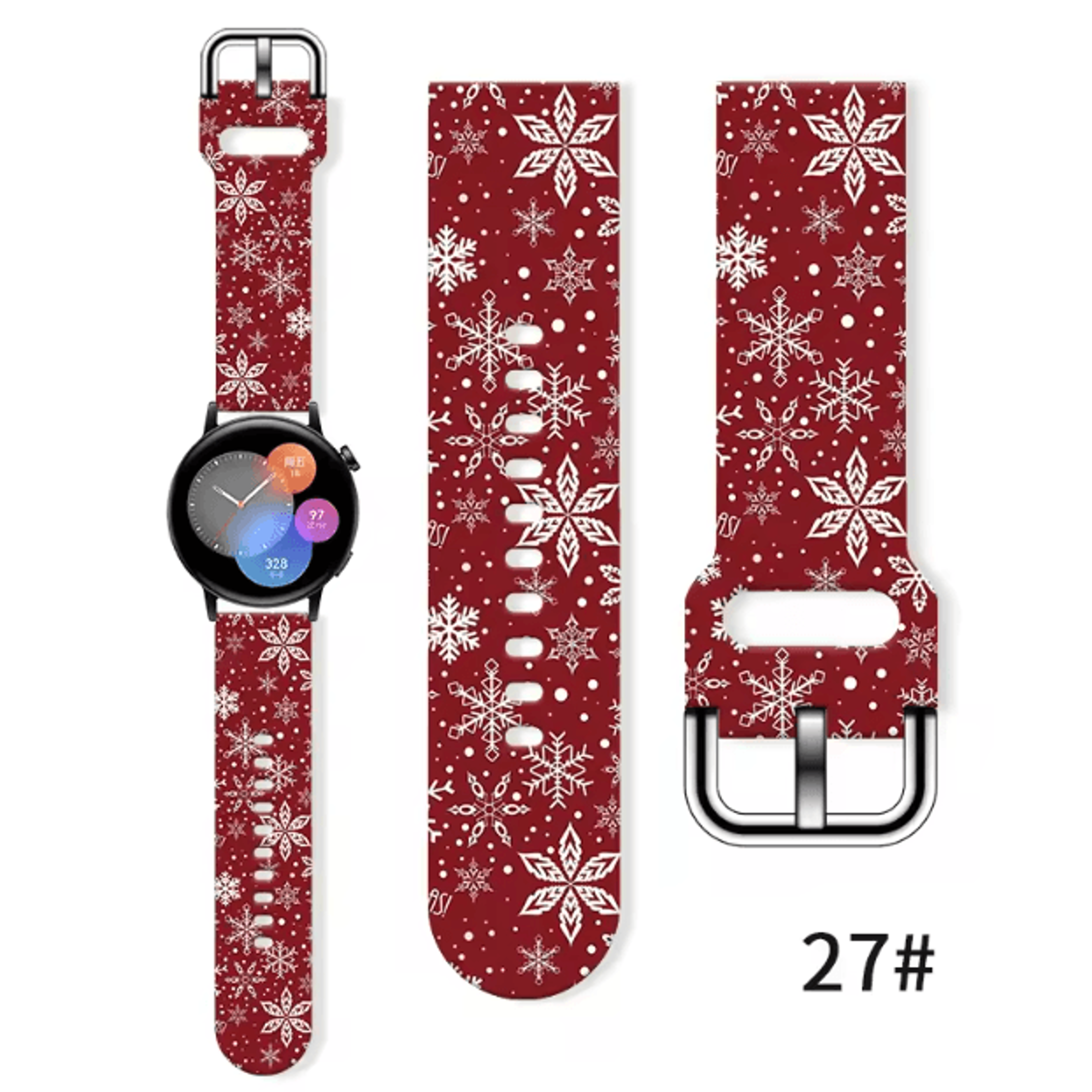 Christmas Silicone Watch Band 20mm  Festive Replacement Strap For Samsung Galaxy And Smartwatches 6