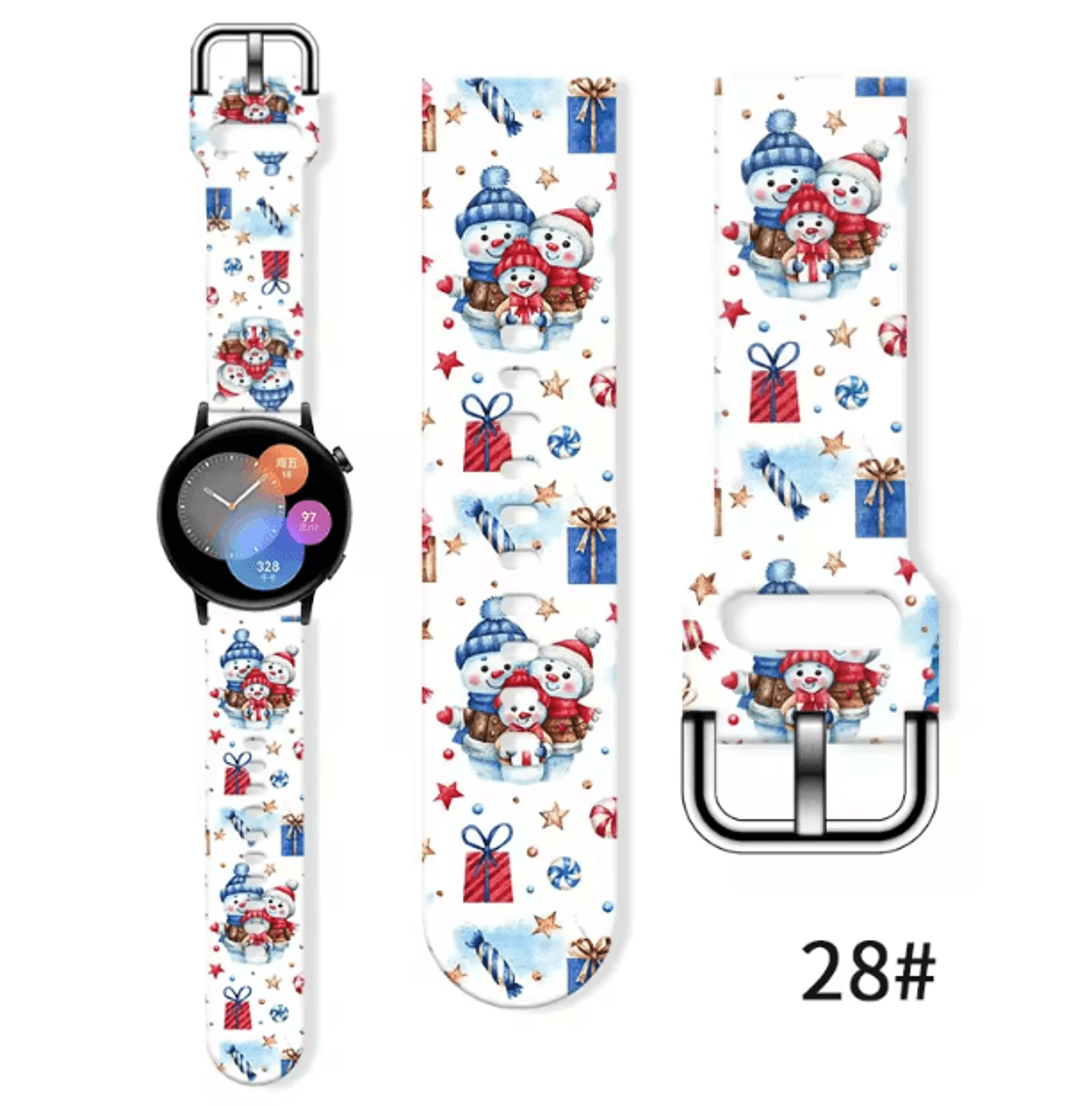 Christmas Silicone Watch Band 20mm  Festive Replacement Strap For Samsung Galaxy And Smartwatches 7