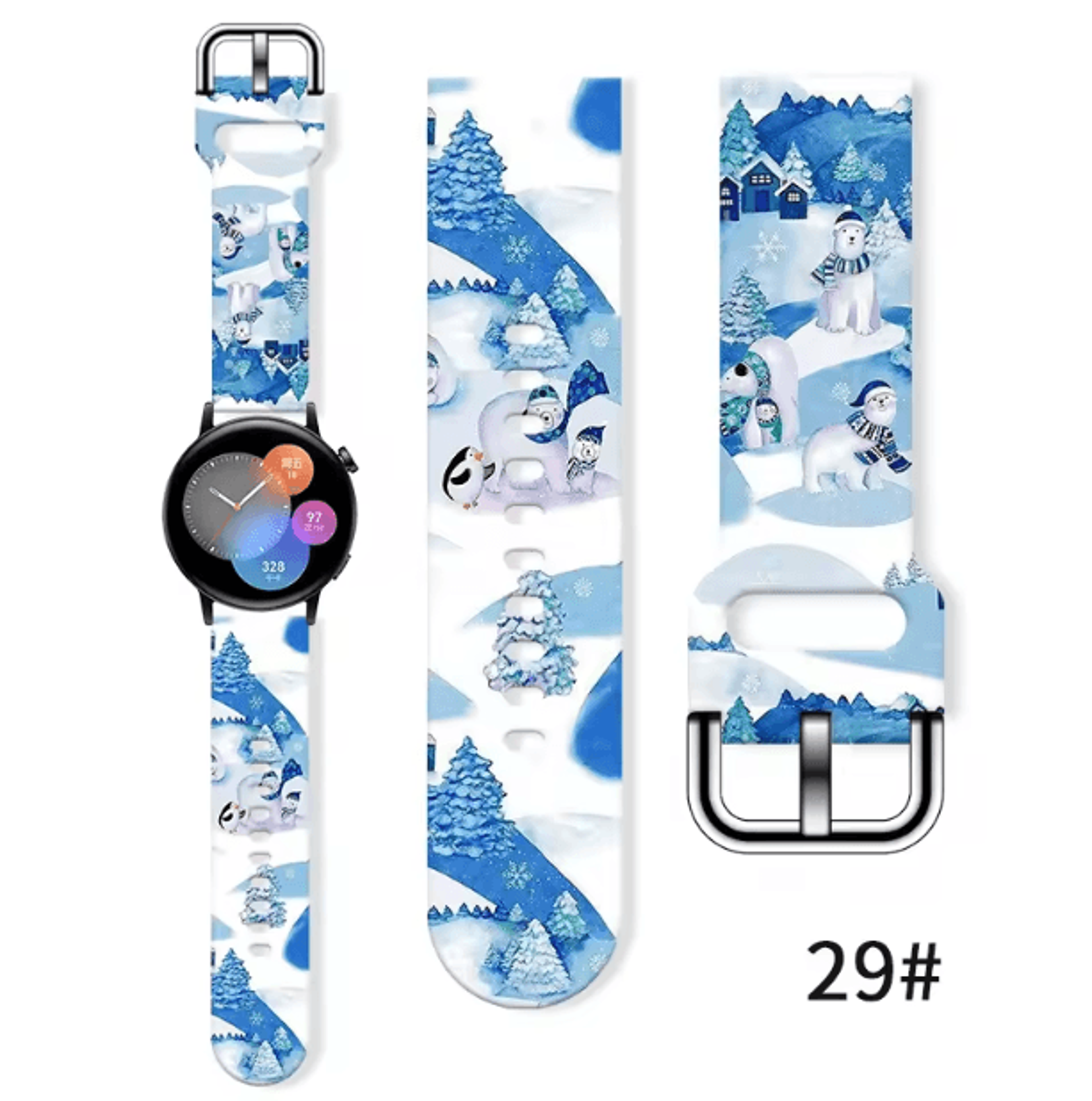 Christmas Silicone Watch Band 20mm  Festive Replacement Strap For Samsung Galaxy And Smartwatches 8