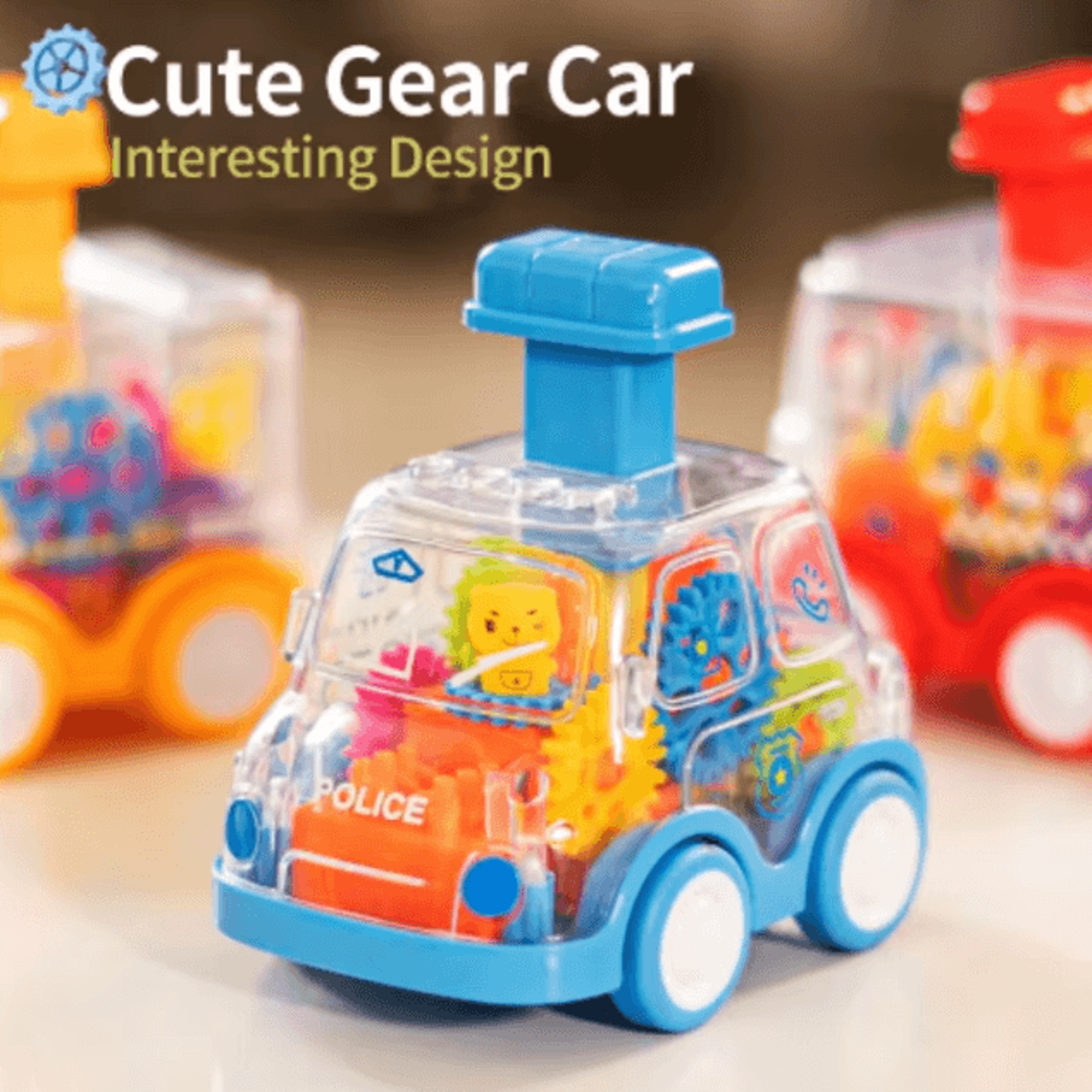 Transparent Gear Pull Back Car Toy  Press  Go Inertia Educational Car For Kids 1