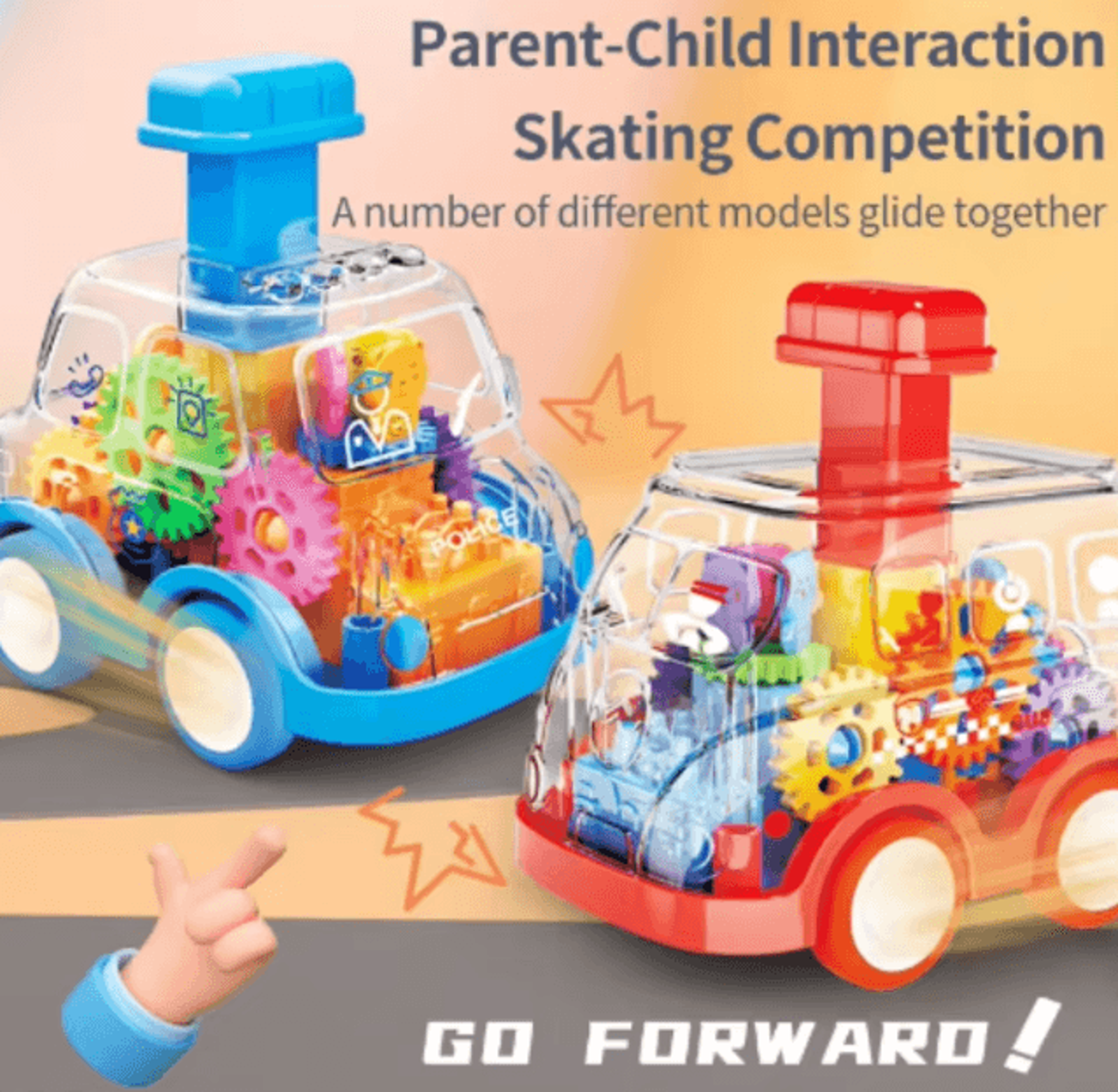 Transparent Gear Pull Back Car Toy  Press  Go Inertia Educational Car For Kids 2