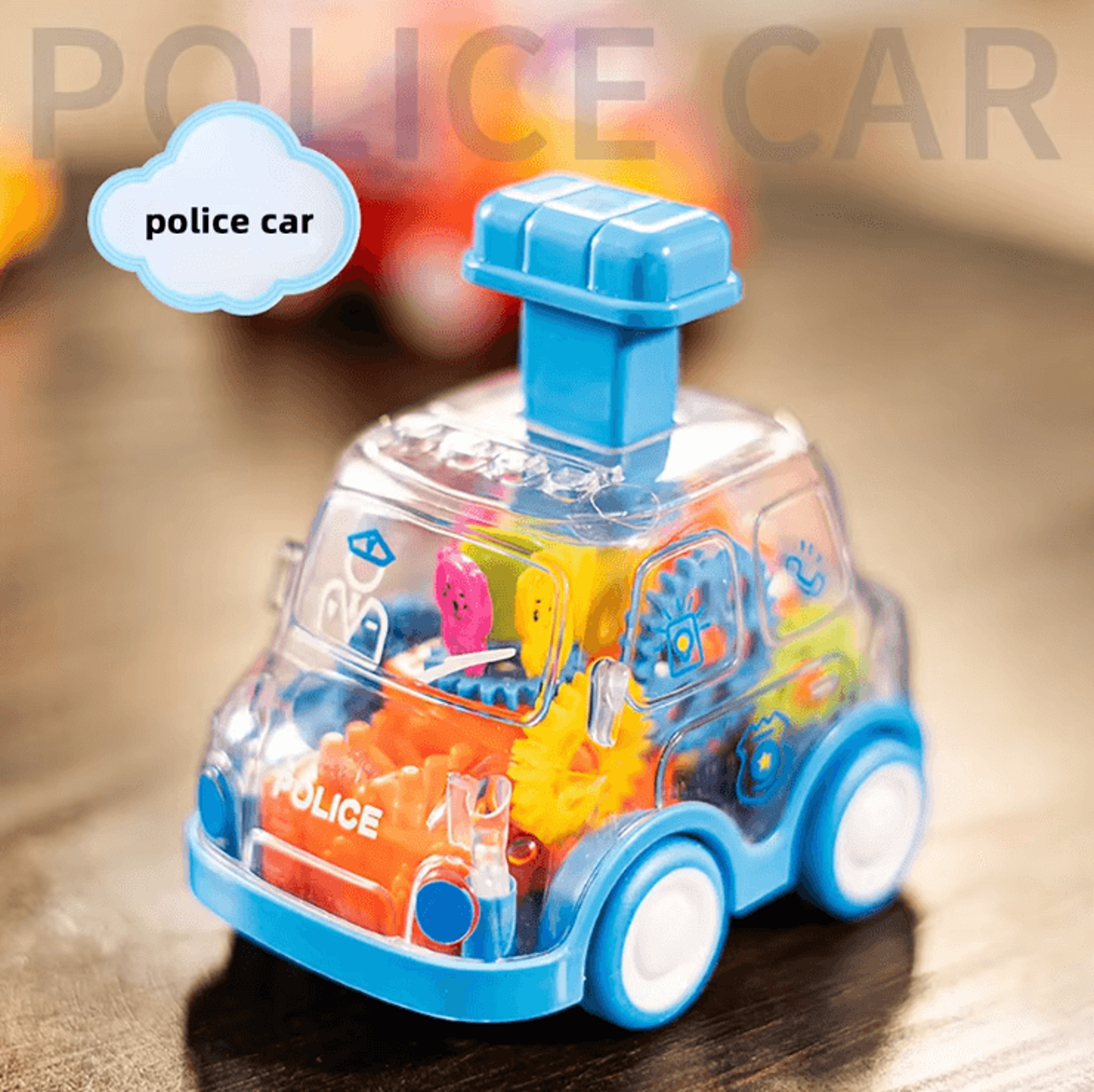 Transparent Gear Pull Back Car Toy  Press  Go Inertia Educational Car For Kids 3