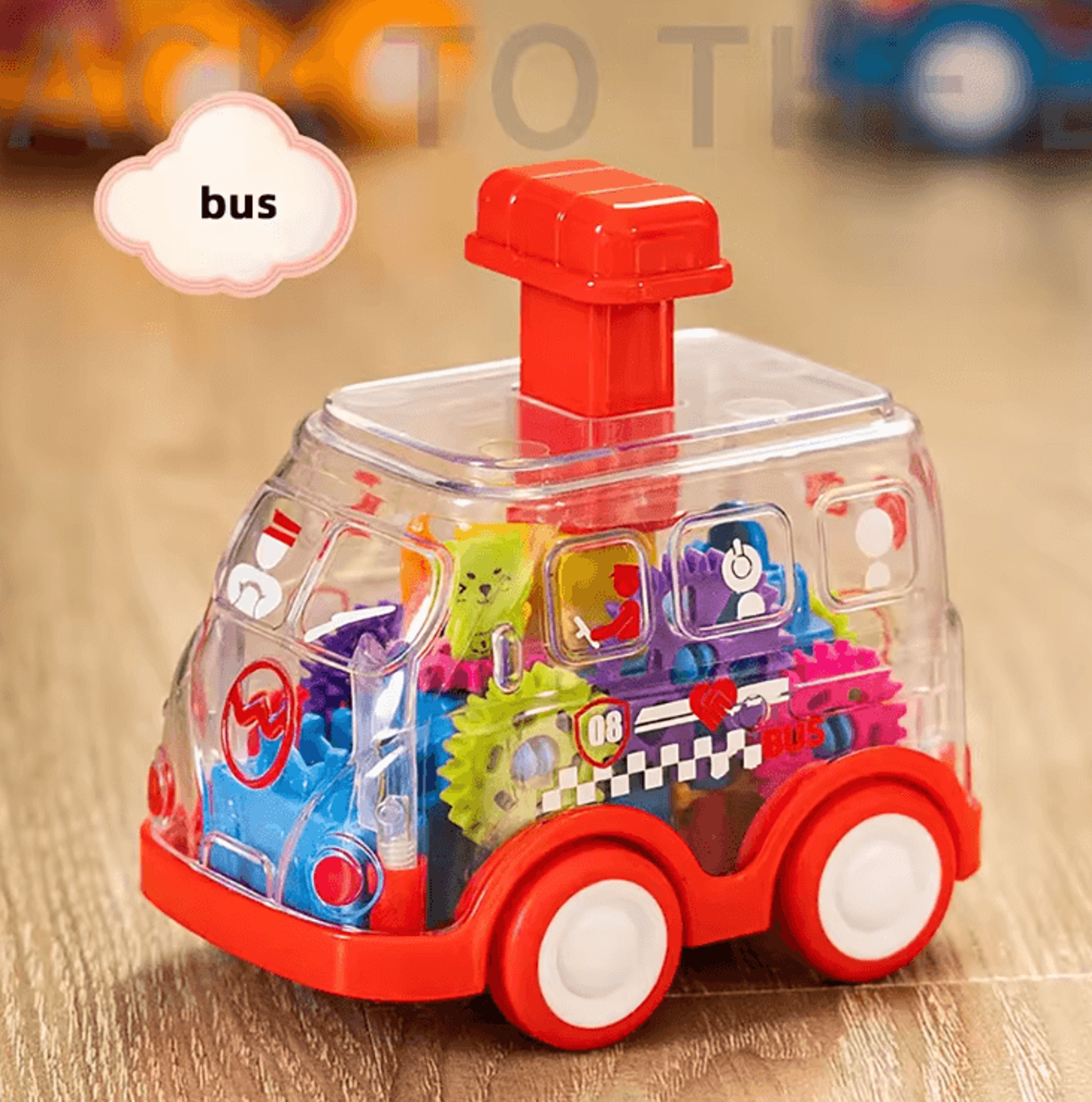 Transparent Gear Pull Back Car Toy  Press  Go Inertia Educational Car For Kids 4