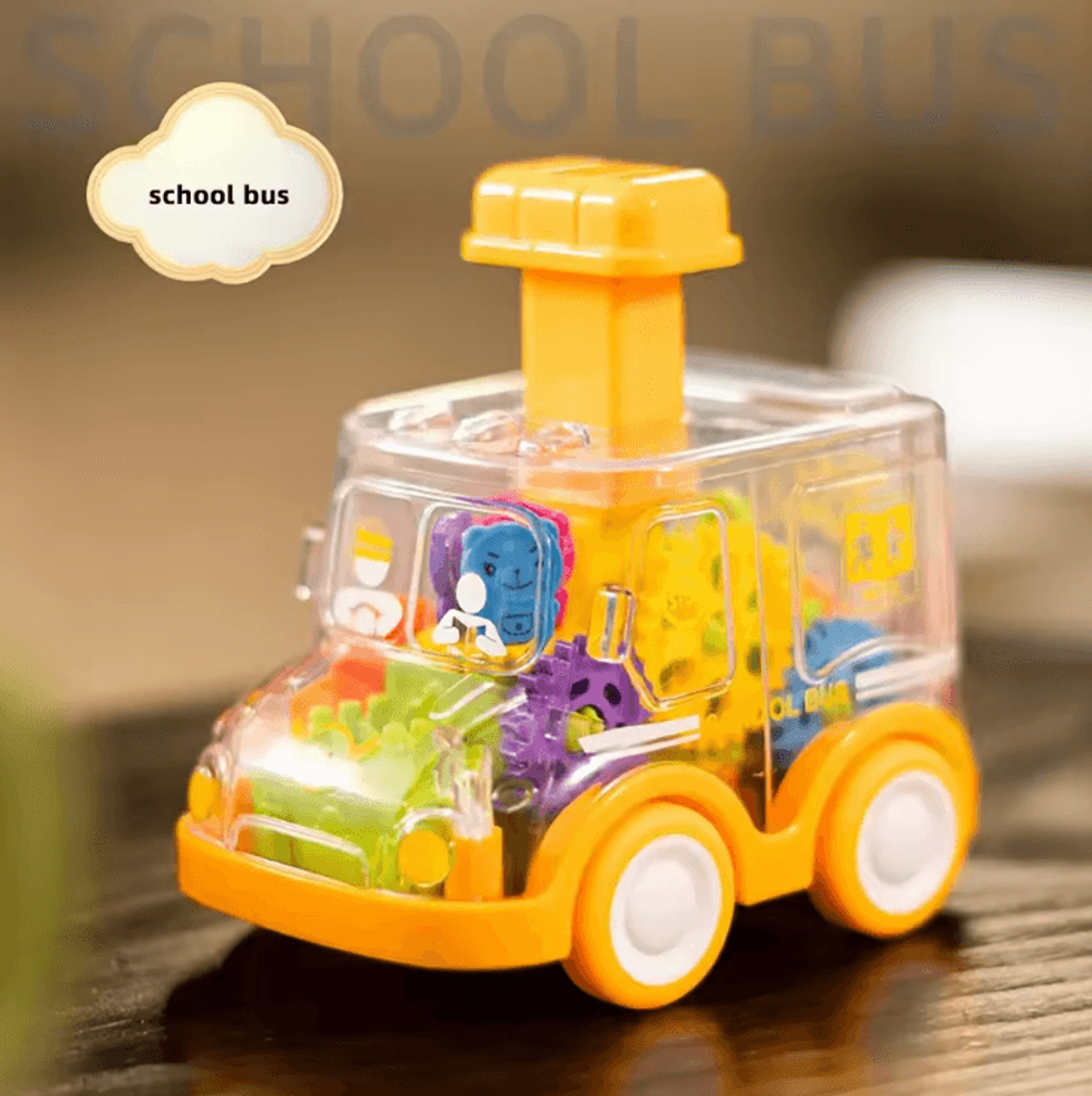 Transparent Gear Pull Back Car Toy  Press  Go Inertia Educational Car For Kids 5
