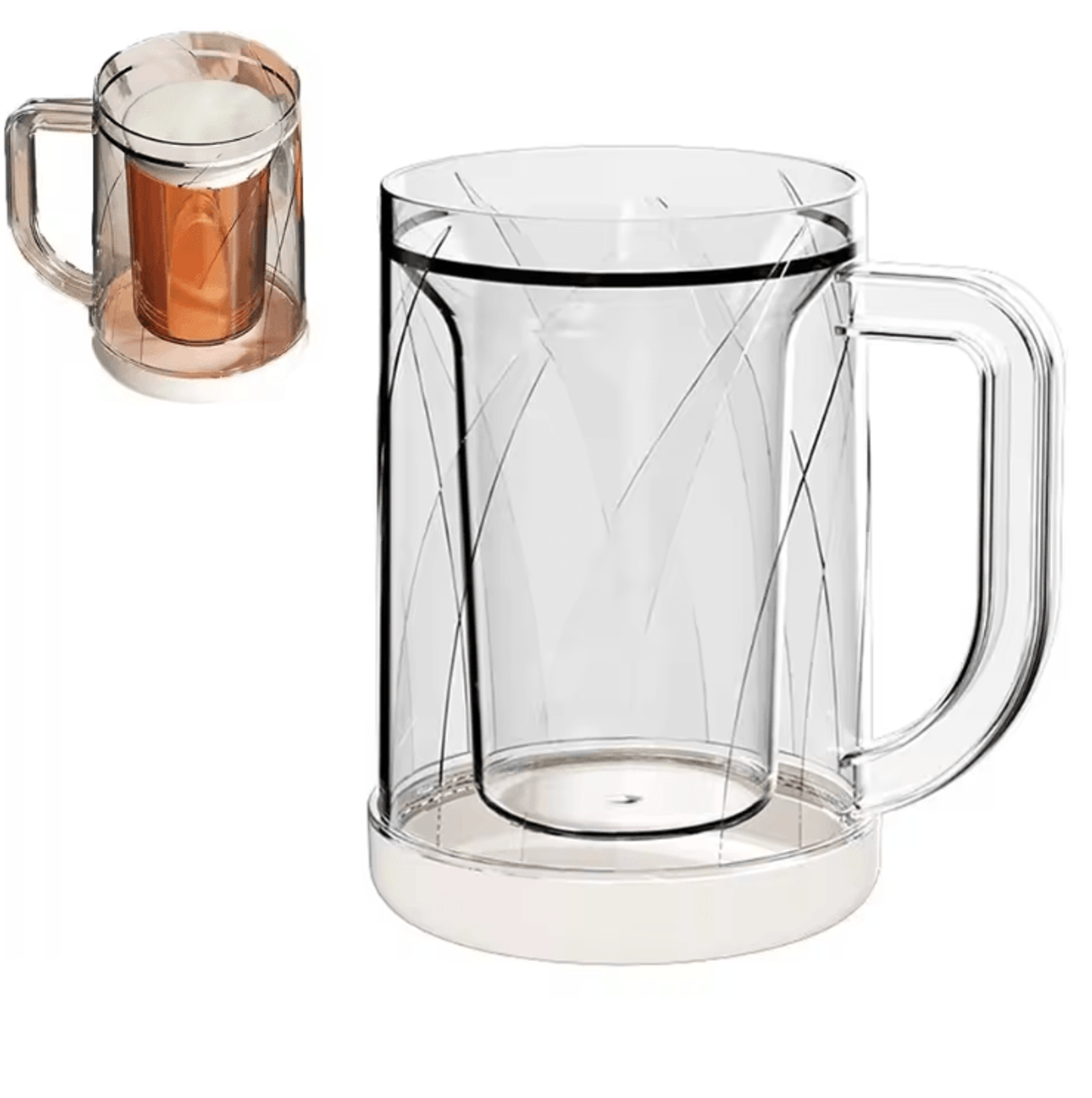 Double Wall Freezer Beer Mug  Portable Cooling Cup With Handle For IceCold Drinks 1