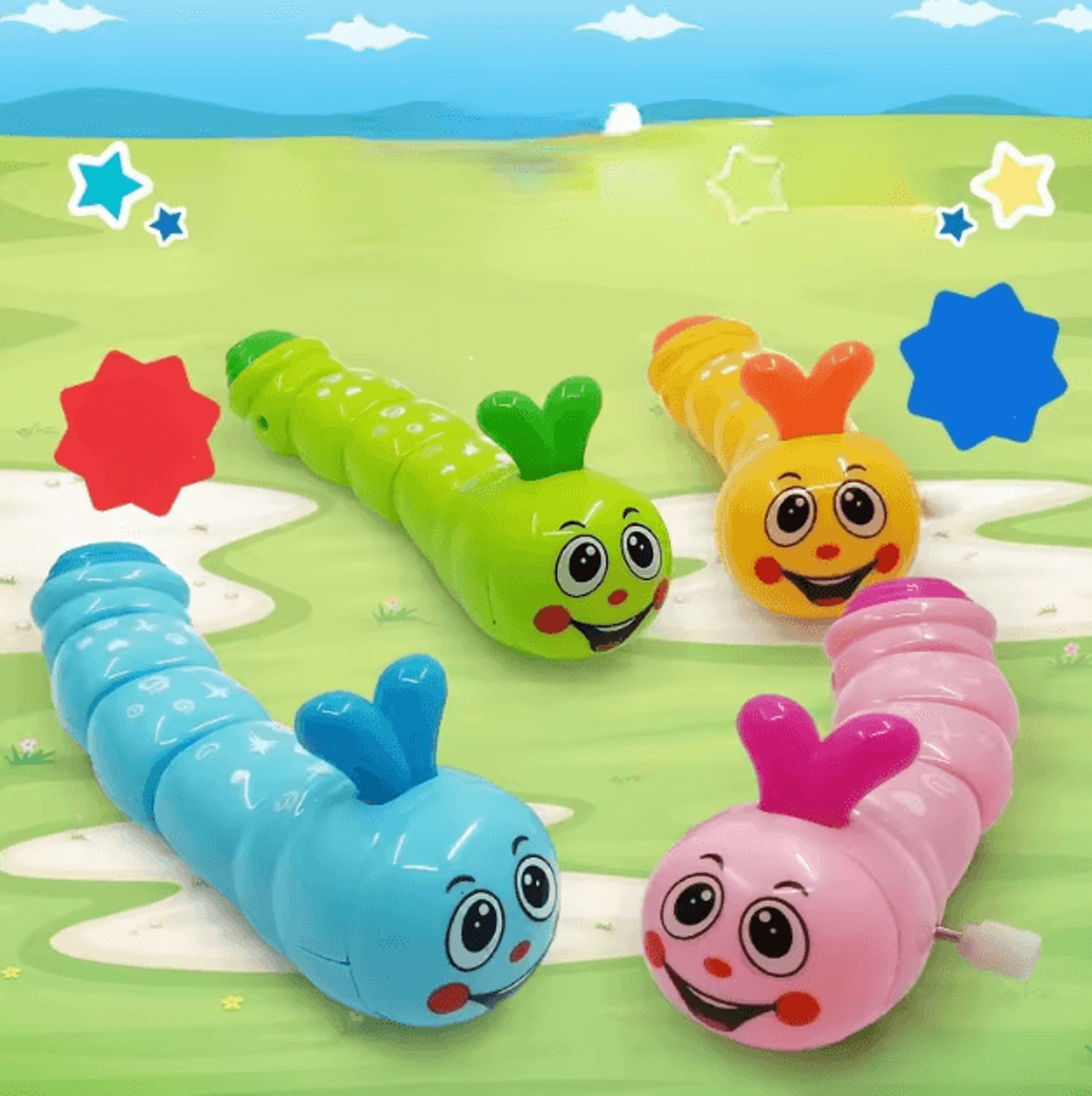 cute wind up caterpillar toy clockwork crawling cartoon animal toy for kids