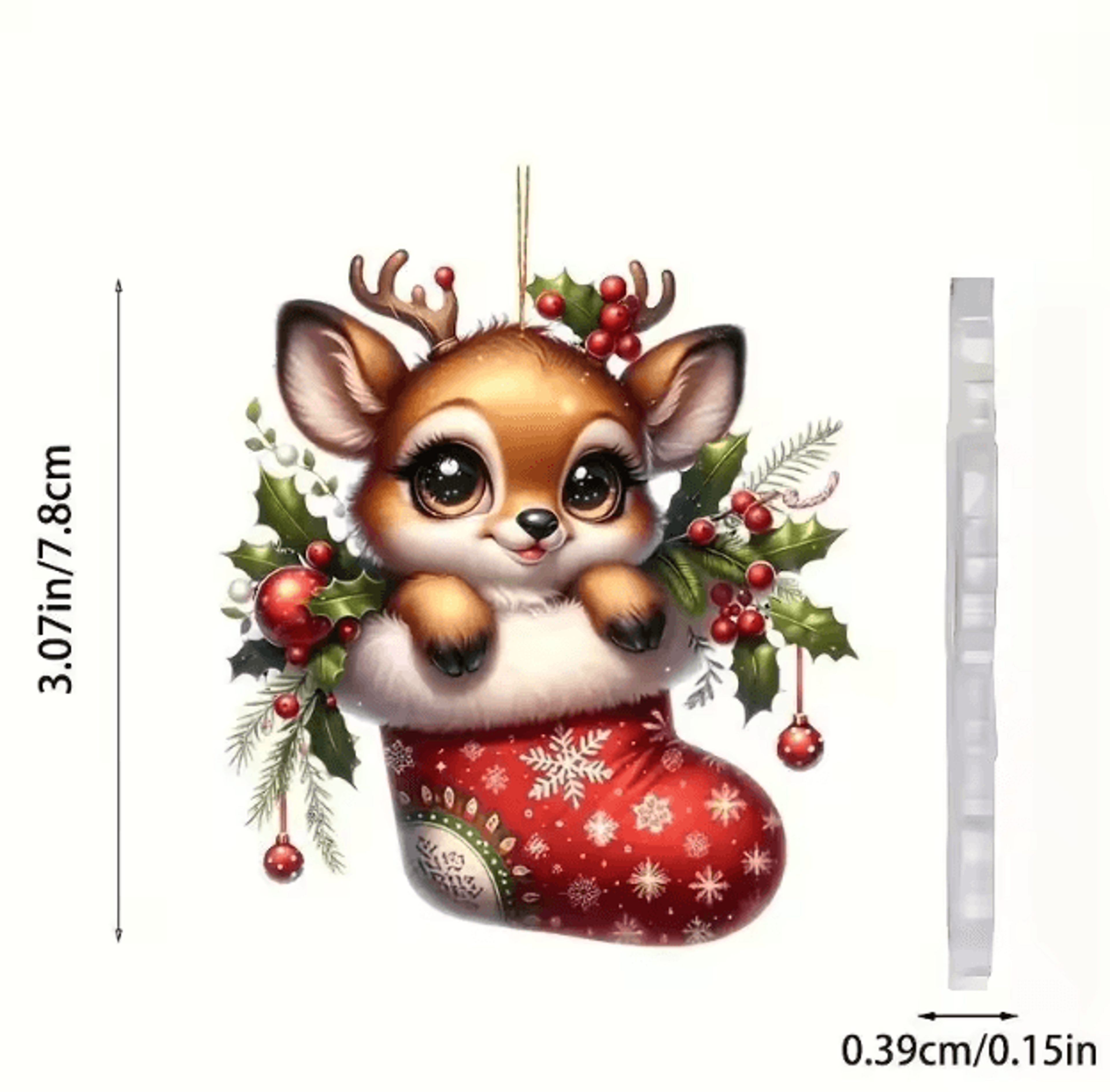 Acrylic Christmas Hanging Ornaments Set Santa Deer Elk Flat Tree Decorations For Holiday Decor 3