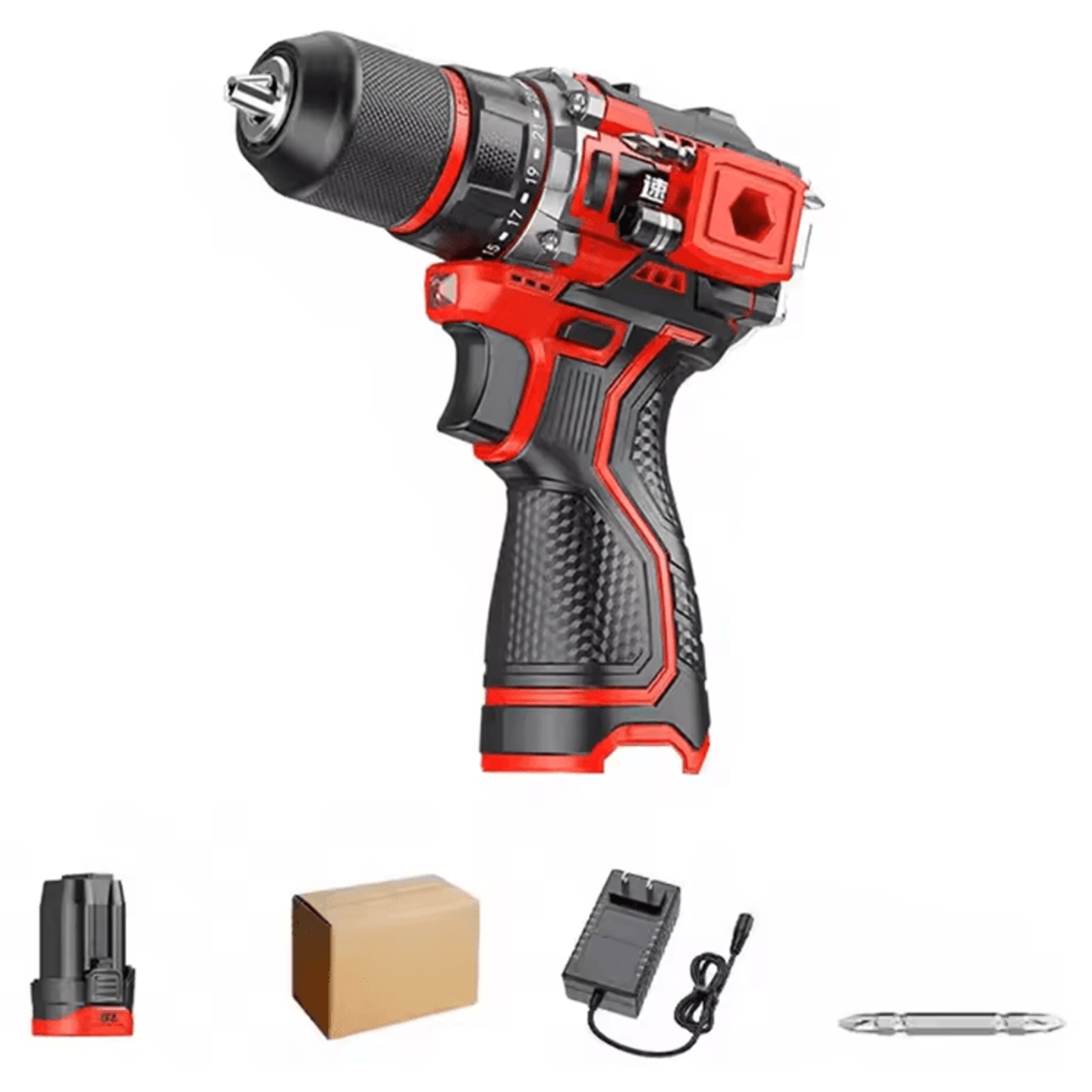 168V Brushless Cordless Impact Drill  HighTorque Metal Chuck Electric Screwdriver Kit 4