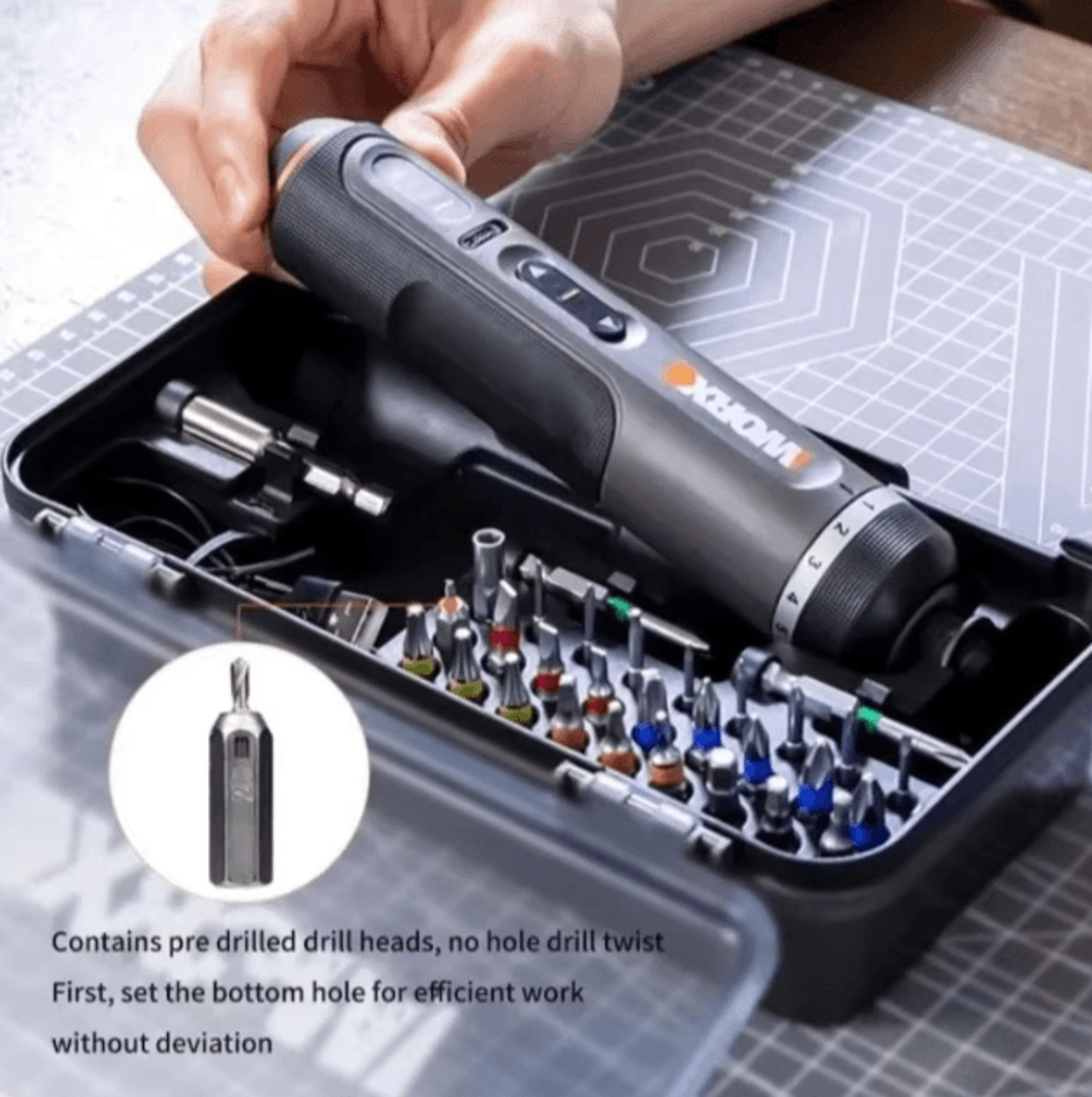 Worx WX242 Smart Cordless Electric Screwdriver Set  30 Bit USB Rechargeable Precision Drill Kit 1