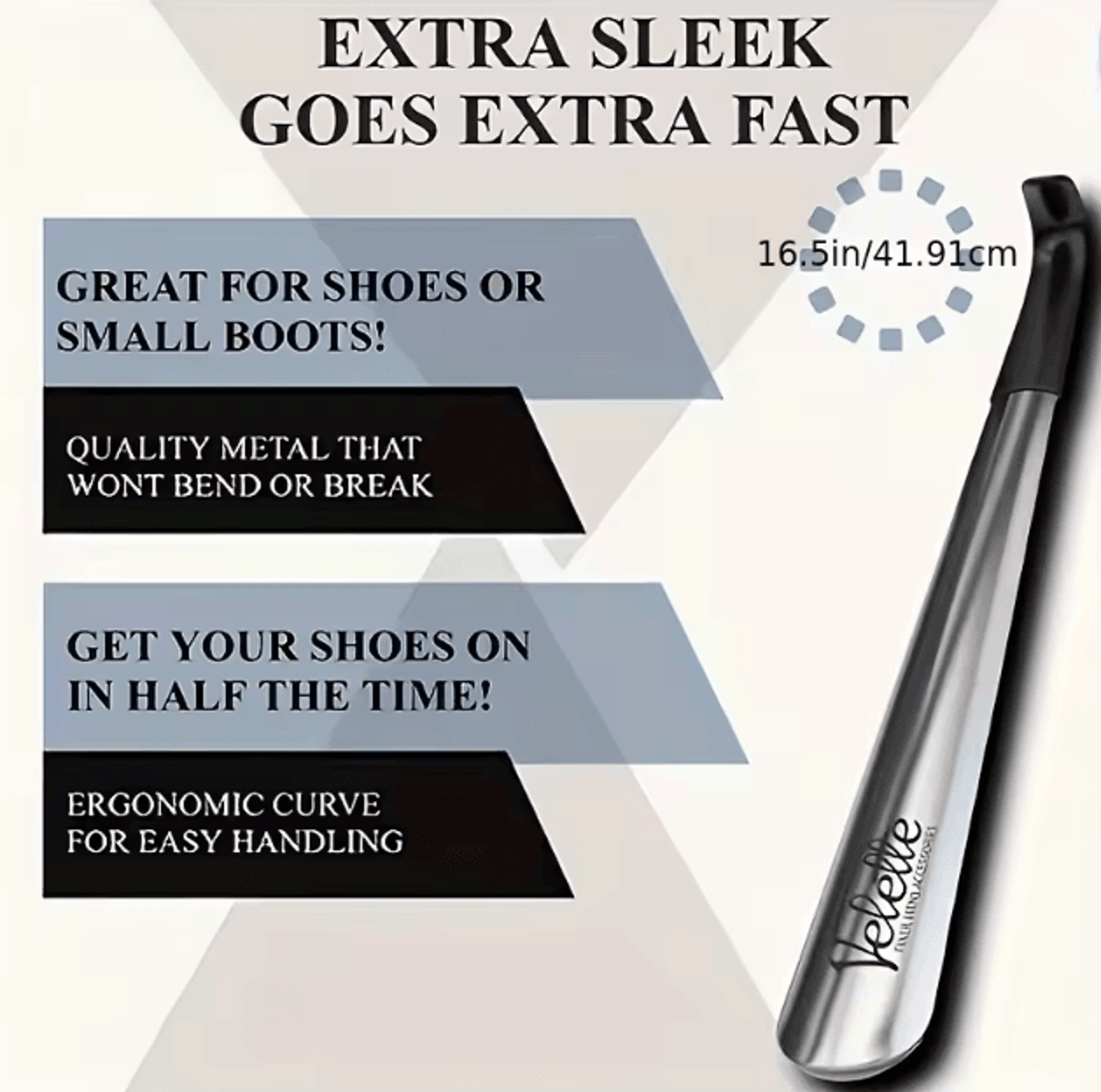 42cm Stainless Steel Long Handle Shoehorn  Ergonomic EasyWear Shoe Helper For Seniors  Daily Use 3
