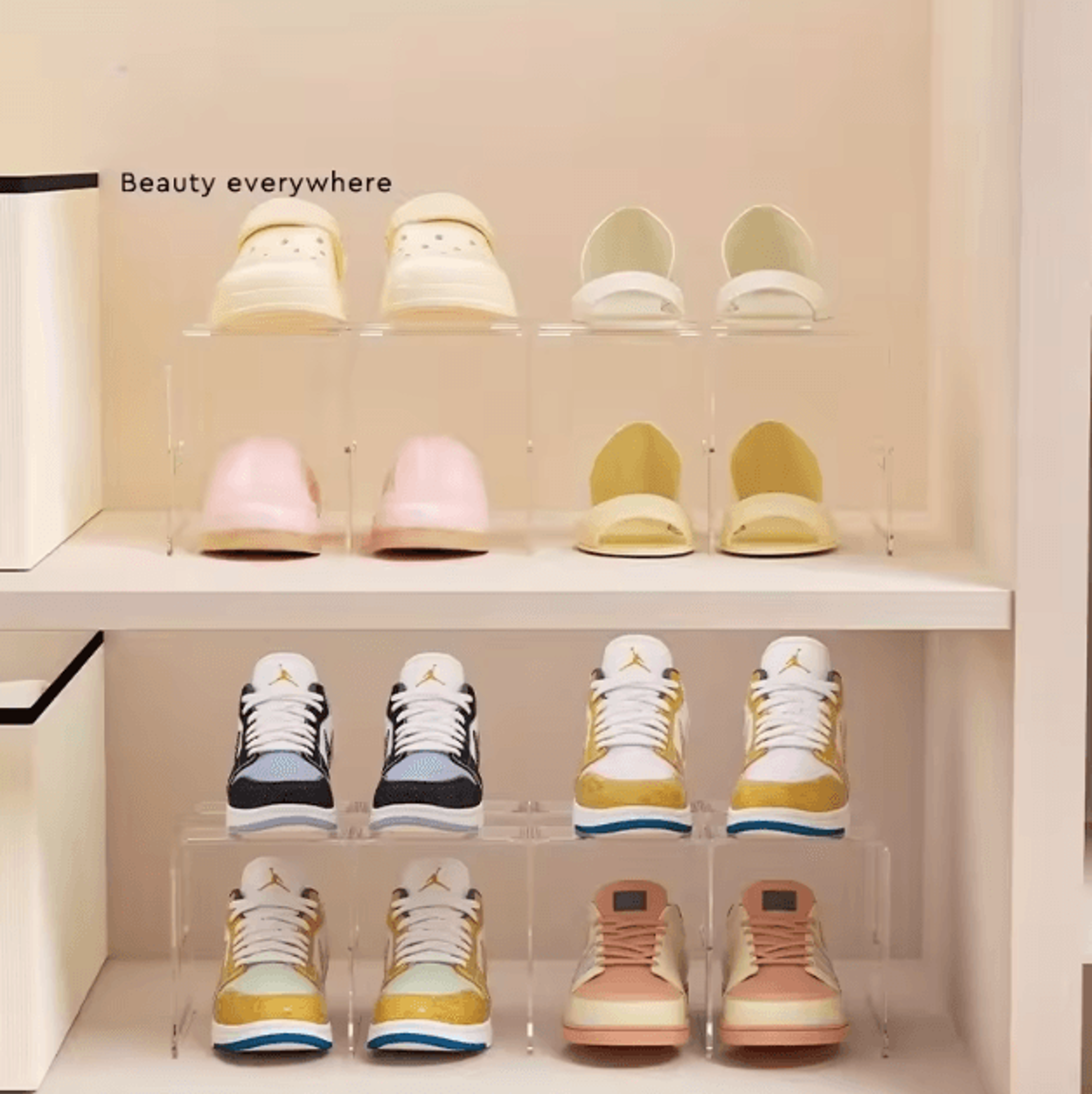 Transparent Acrylic 4Compartment Shoe Rack  Stackable SpaceSaving Organizer For Any Room 3